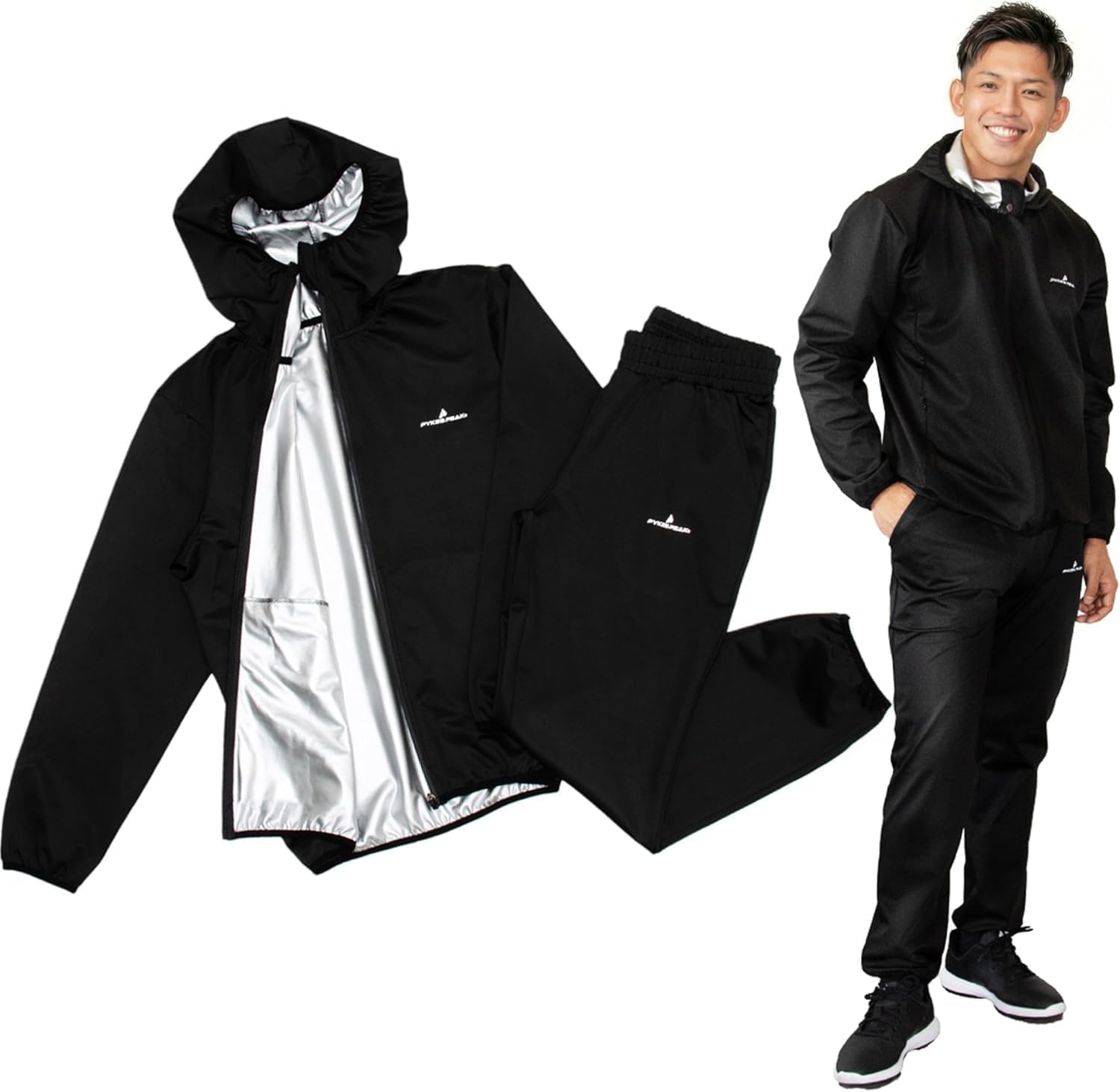 [PYKES PE&Alpha;K] パイクスピ一ク サウナスーツ 男女兼用 上下セット メンズ レディース 大量発汗 洗濯可 ダイエット ラン