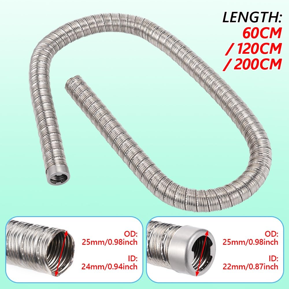 rura wydechowa stalowy wąż Do części grzejnika Eberspacher Webasto | Rura wydechowa ze stali nierdzewnej 24 mm nagrzewnicy postojowej 0,6/1/1,2/2 m(200cm)