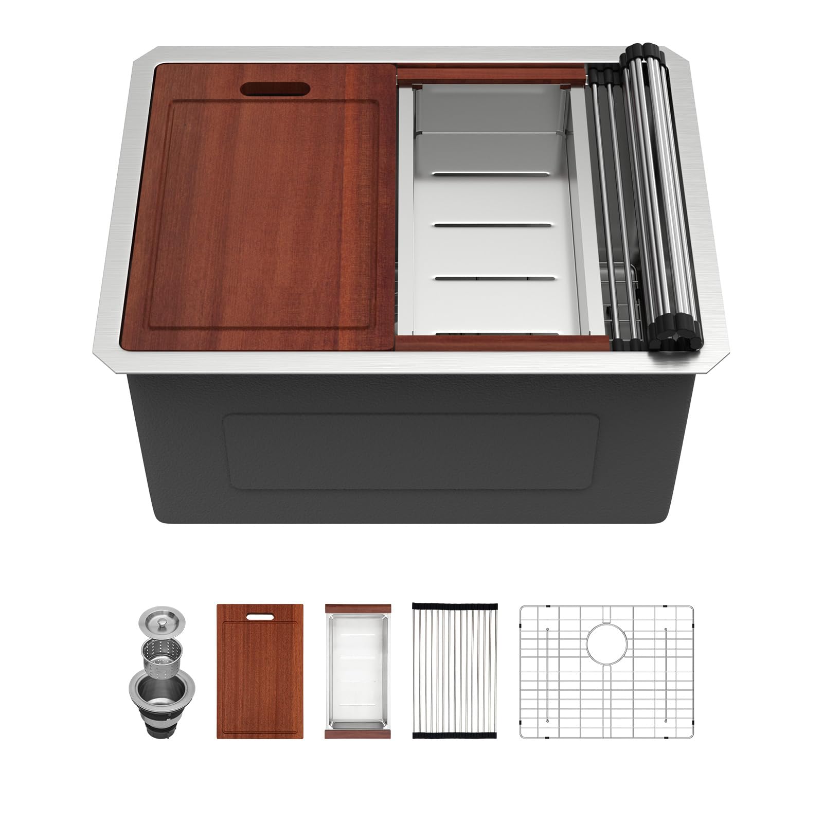 Sarlai 24" Undermount Laundry Sink - Stainless Steel -1 Sarlai 24" Undermount Laundry Sink - Stainless Steel -1