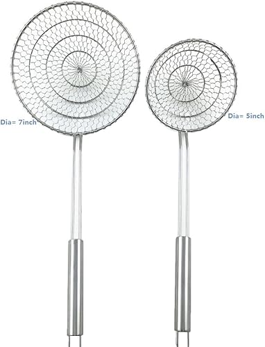 Miniatura 7 de Colador de araña asiática de acero inoxidable profesional para cocina con herramientas de cesta de malla en espiral (diámetro de 7 pulgadas)