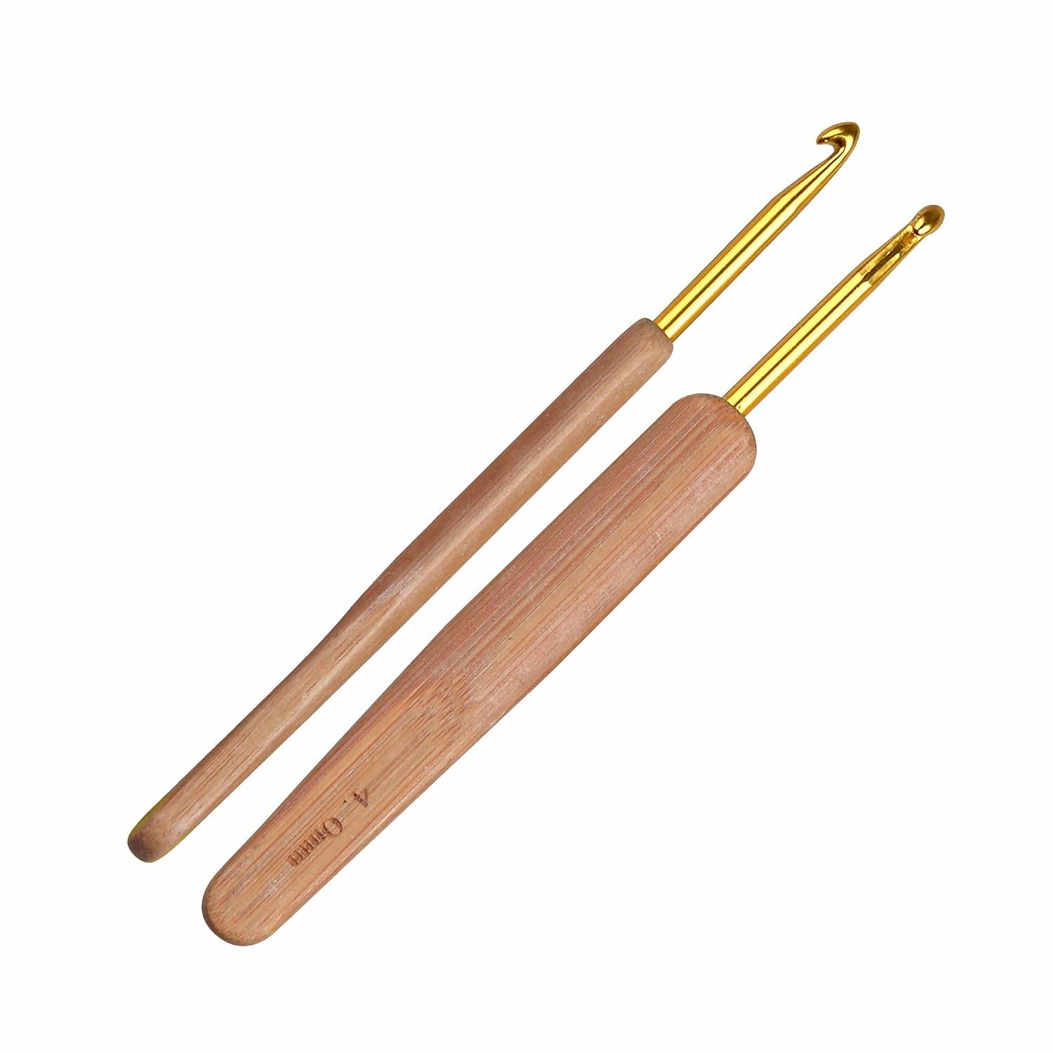 KOSWEEM Crochet Hook with Wooden Handle & Golden Aluminium Needle, Comfortable Grip for Knitting, Weaving, Sewing & DIY Craft Projects, (Length 5.5"/14cm) - Pack of 1 (No.8/4mm)-image-7