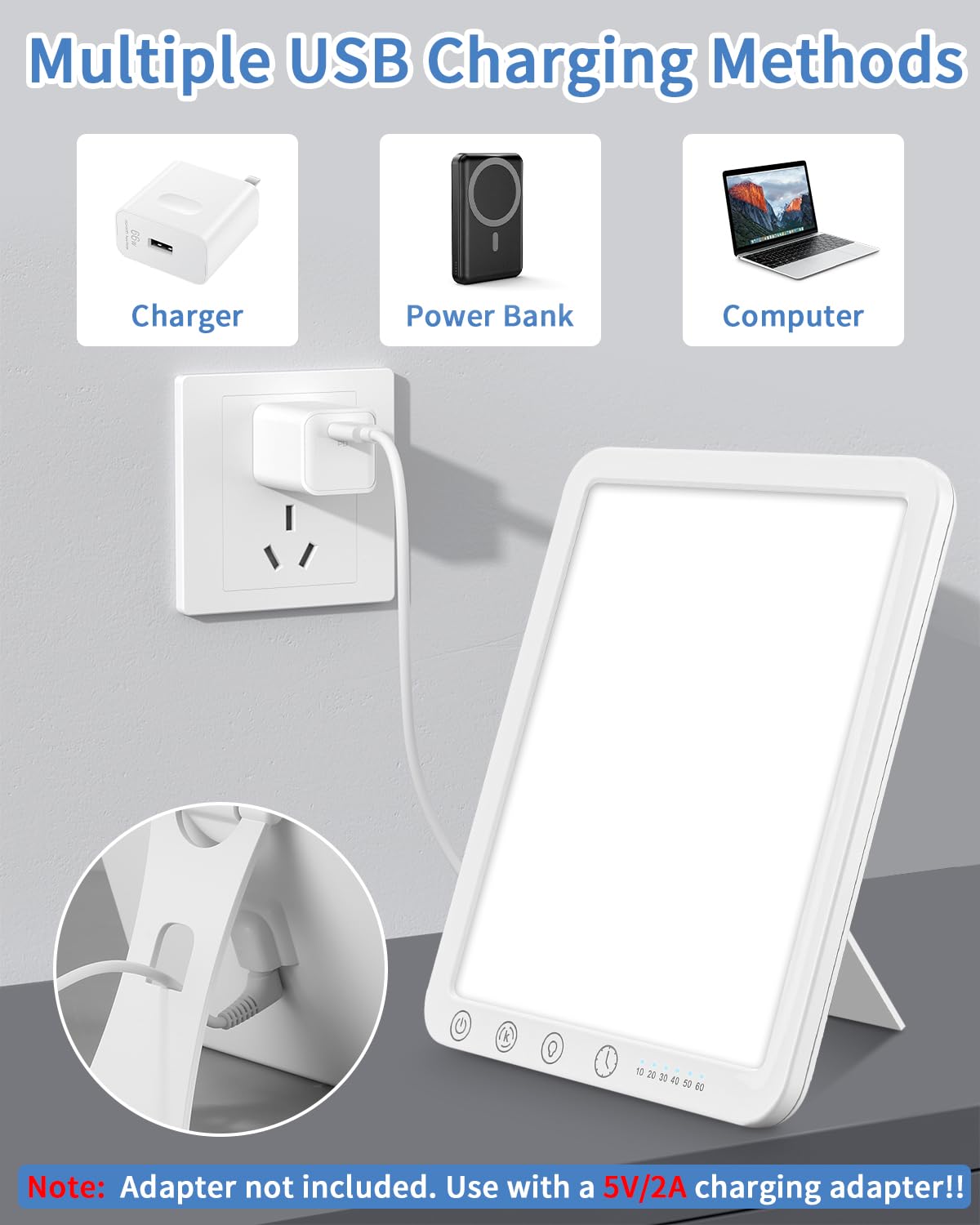 Tageslichtlampe 10000 LUX,Lichttherapielampe, LED Daylight Lampe mit 3 Farbtemperaturen, 10 Helligkeitsstufen und 6 Timer,UV-freie LED lampe Tageslicht mit Touch-Steuerung, Memoryfunktion für Zuhause/