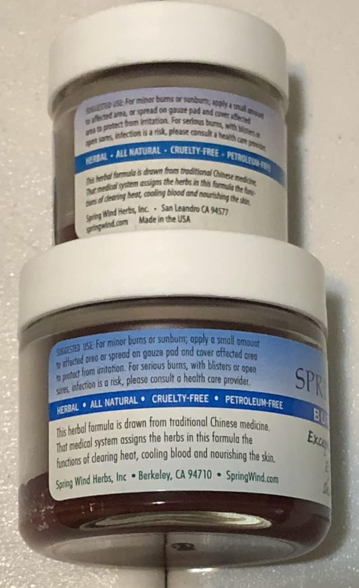 Spring Wind Burn Cream - Soothes Minor Burns, Sunburns, Hemorrhoid Itching & Pain, Radiation-Irritated Skin, Insect Bites, and Hot Rashes (2oz)