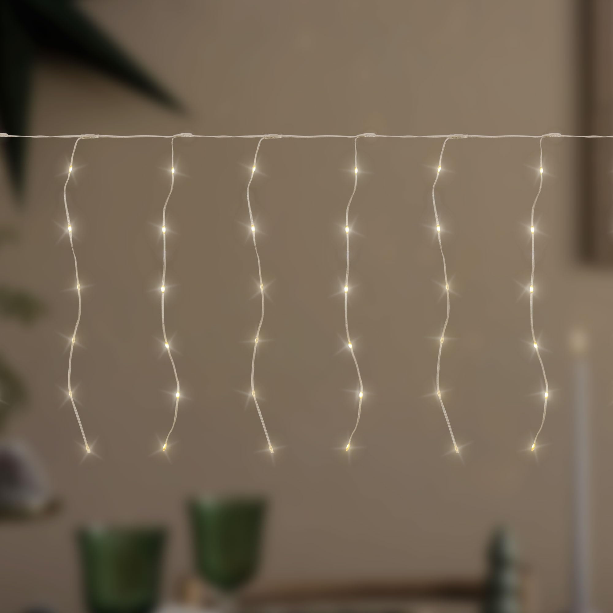 ECD Germany Cortina de Luces 6m 240xLED Blanco Cálido con Temporizador, 19 Modos de Iluminación, Guirnalda Luminosa Decoración de Navidad Colgante para Ventana Ornamento Fiestas de interior o Exterior