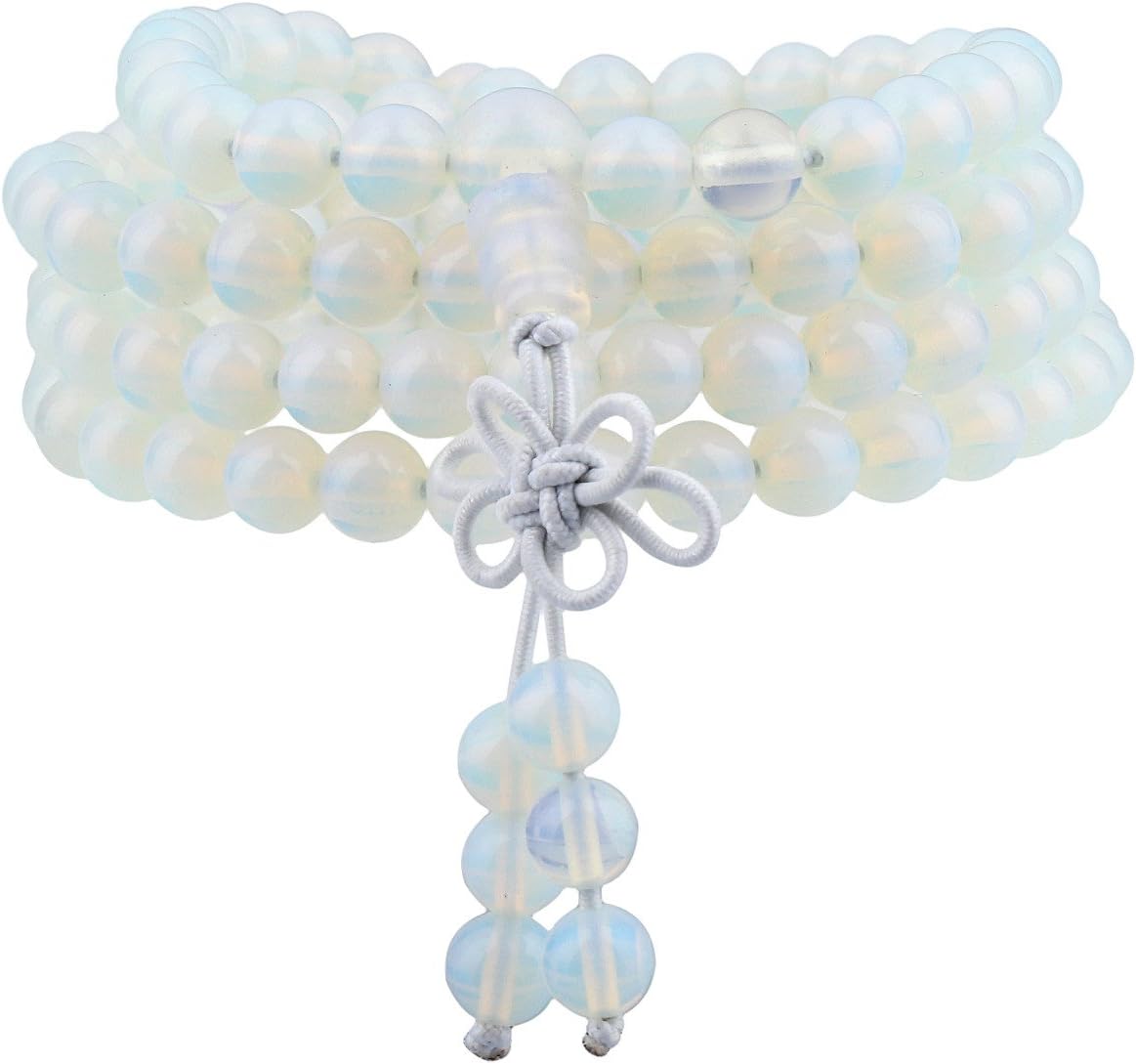 Nupuyai 6mm 108 Healing Gemstone Mala Prayer Beads Stretch Bracelet Necklace for Men and Women