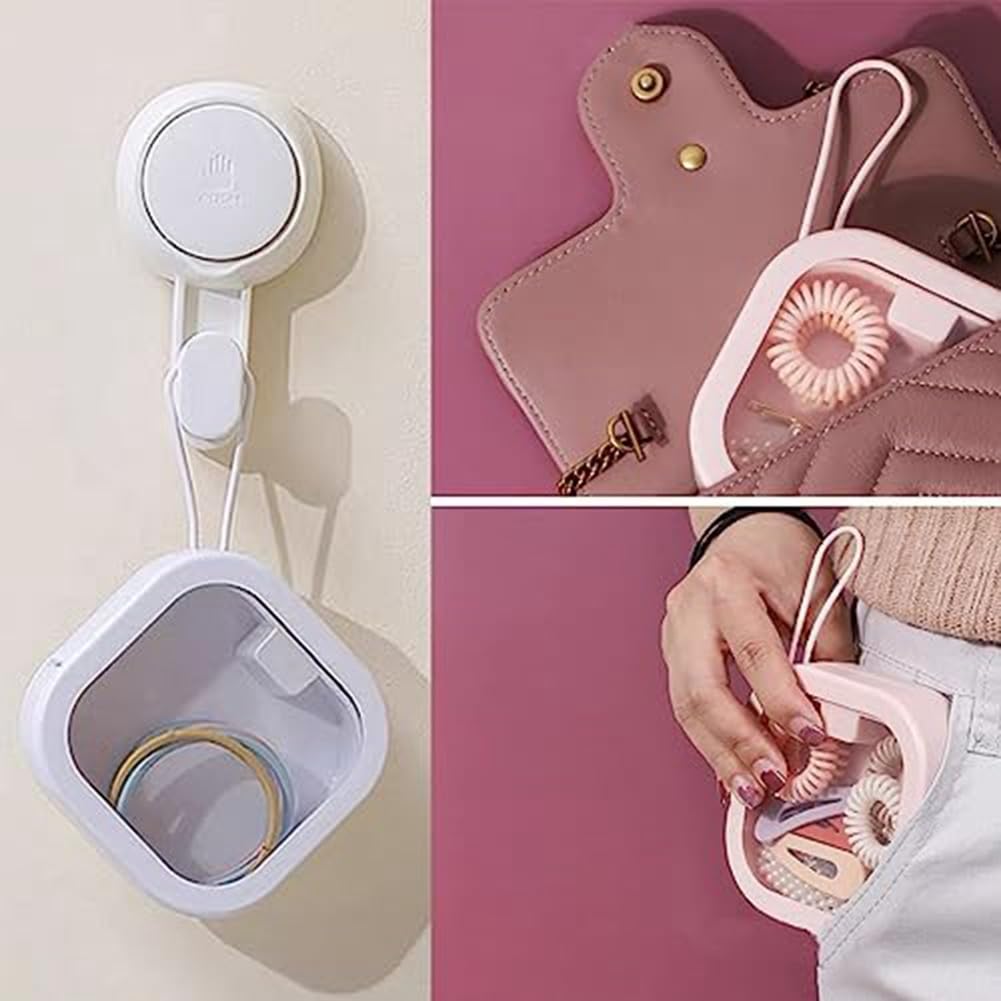REVAXUP Organizzatore Piccolo 9,4x9,4x3 Cm | 2 Pezzi Rosa E Bianco, Scatole Portatili In ABS Per Accessori - 2
