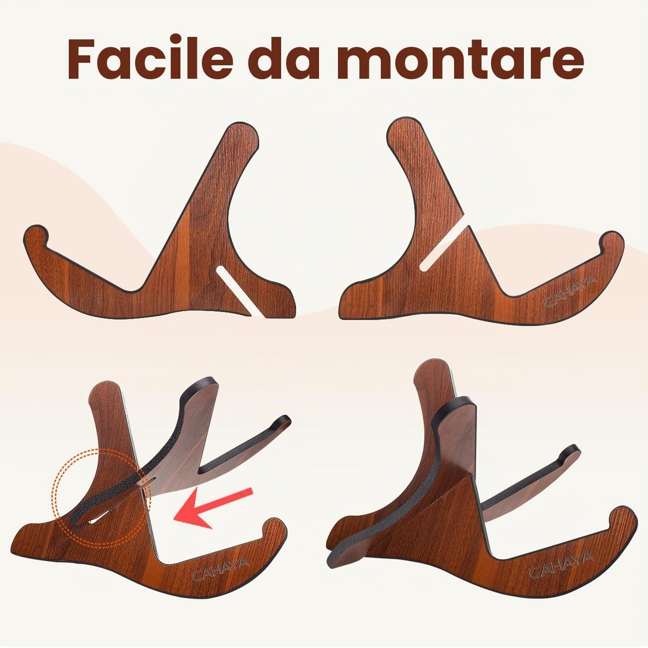 CAHAYA Stand Chitarra Supporto Pieghevole in Legno per Chitarra Acustica Classica Basso a Forma X Anti-Scivoloso NUOVO VERSIONE