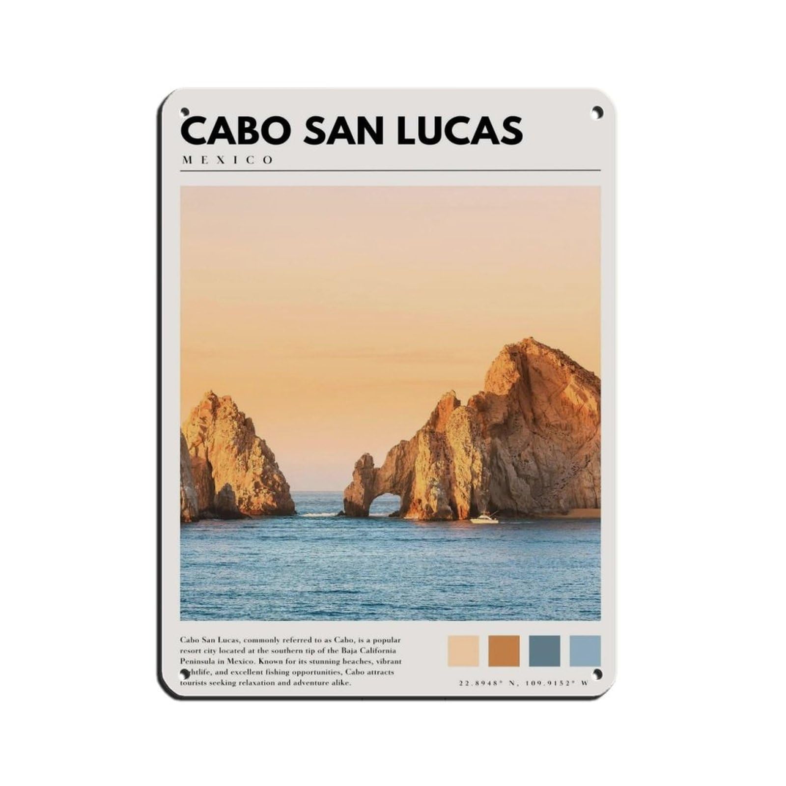 Cabo Mexico Poster Mexico Art Retro Poster Metal Tin Sign Chic Art Retro Iron Painting Bar People Cave Cafe Family Garage Poster Wall Decoration 12x16inch(30x40cm)
