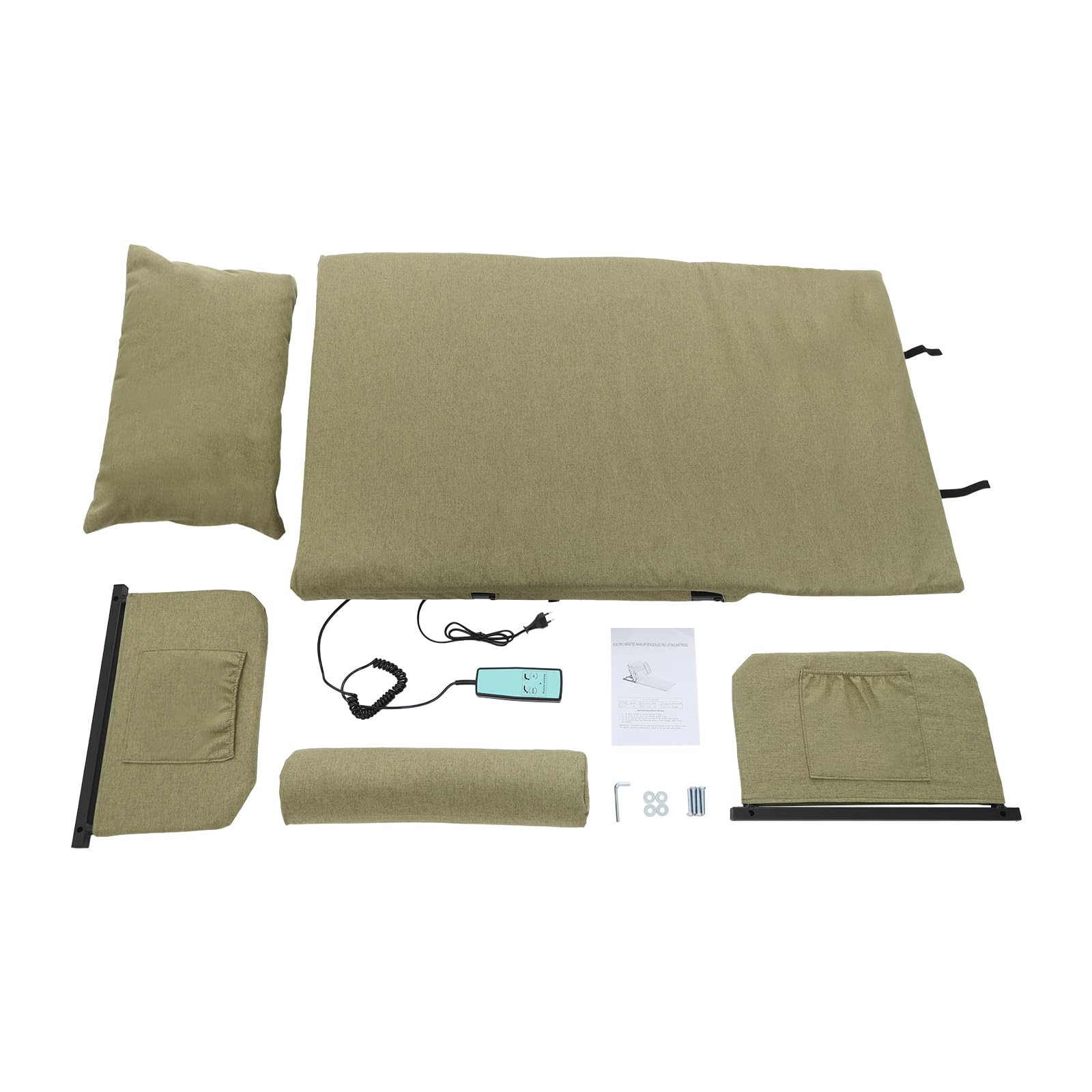 Lift électrique réglable pour matelas tête et pied avec coussin amovible, housse de matelas à fermeture éclair, lit électrique réglable avec accoudoirs pour personnes âgées, personnes handicapées, 120