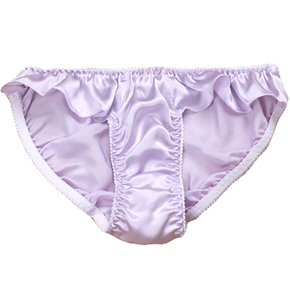 LSHARON Women's Sexy 100% Mulberry Silk Briefs Lingerie Gymnastics Thong Ballet Underwear Panties (M(Tag XL), Purple)