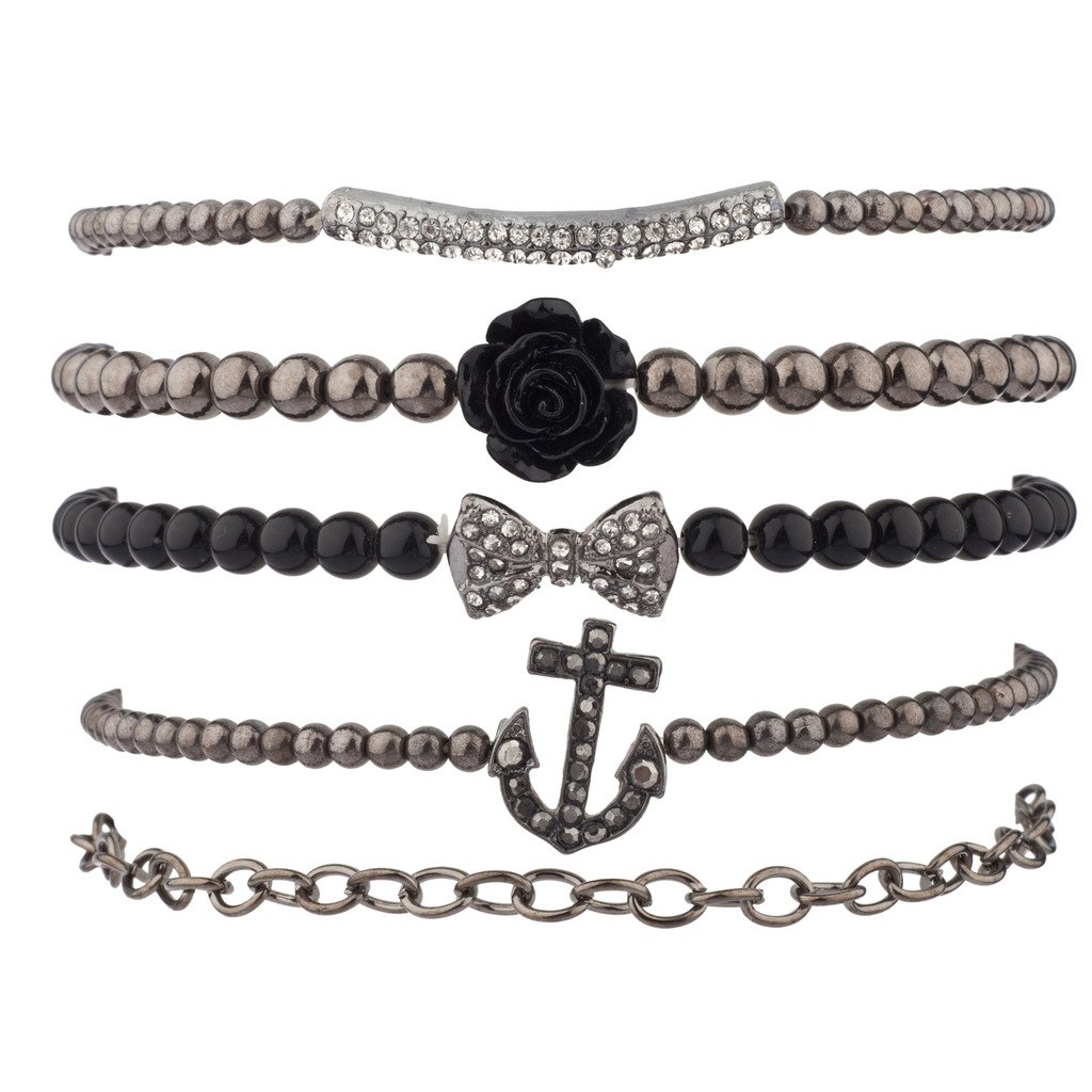 Lux Accessories Womens Arm Candy Bracelet Multi Style 5 pc Sets