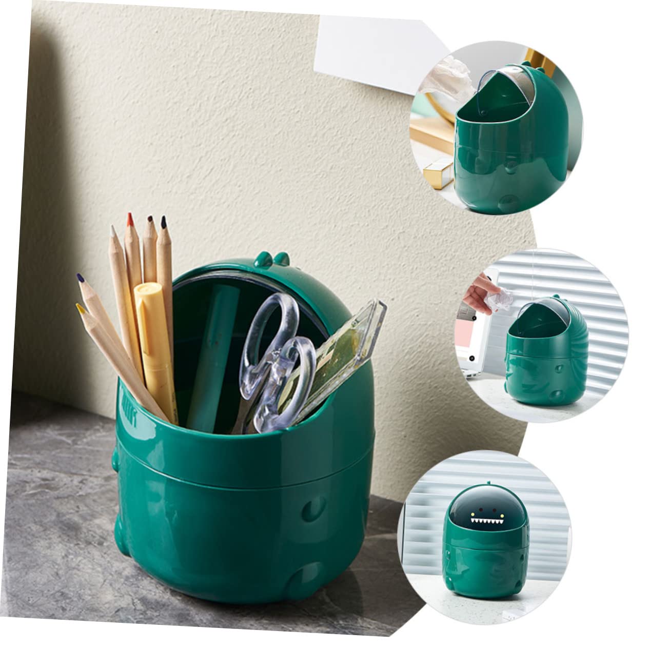 MAGICLULU Elegant Desktop Trash Can Sturdy Household Garbage Bucket Lid Green Mini Trash Bin for Daily Use