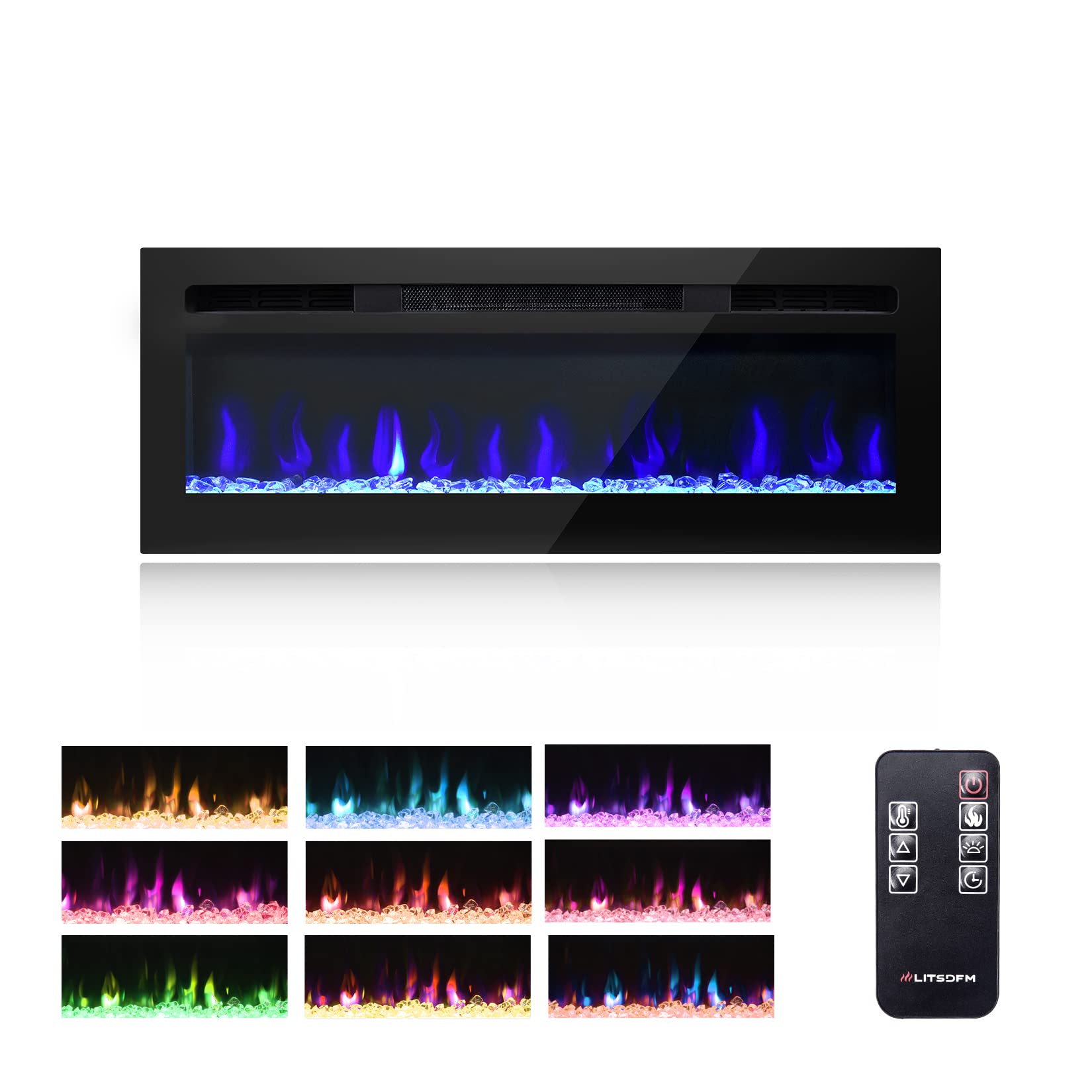 Buy LITSDFM 50 Inch Electric Fireplace, Recessed and Wall Mounted