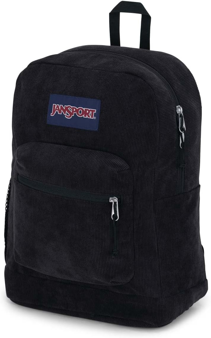 JanSport Cross Town Plus Remix Backpack - Padded Back Panel, Laptop Sleeve, and Front Pocket Organizer - Black Corduroy