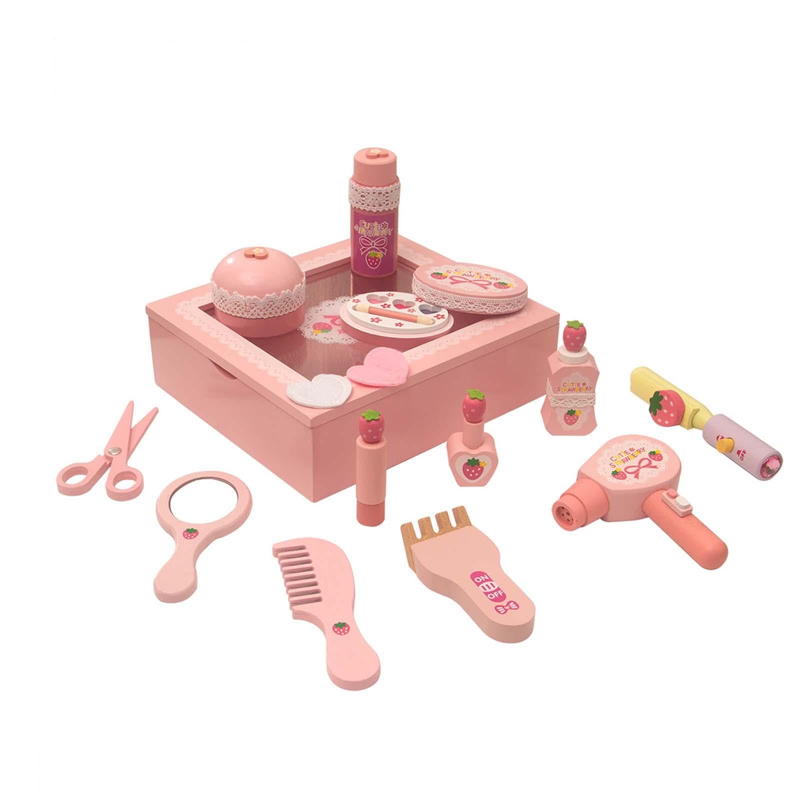 Amagogo Juego de Juguetes de Maquillaje de Madera, Kits de Maquillaje para Niñas, Juegos de rol, Juguetes de Salón de Juegos de Simulación para Niñas de Hallo