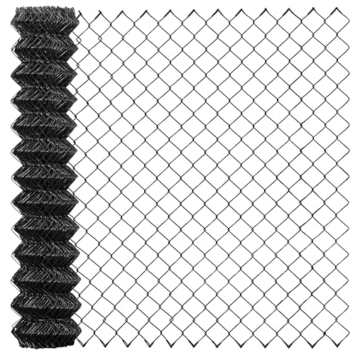 CAPHAUS Galvanized Steel 9 Gauge Black Vinyl Coated Chain Link Fencing Wire Roll, Galvanized Fence Fabric, Diamond Mesh Size 2-3/8 Inch (48 inch x 50ft.)