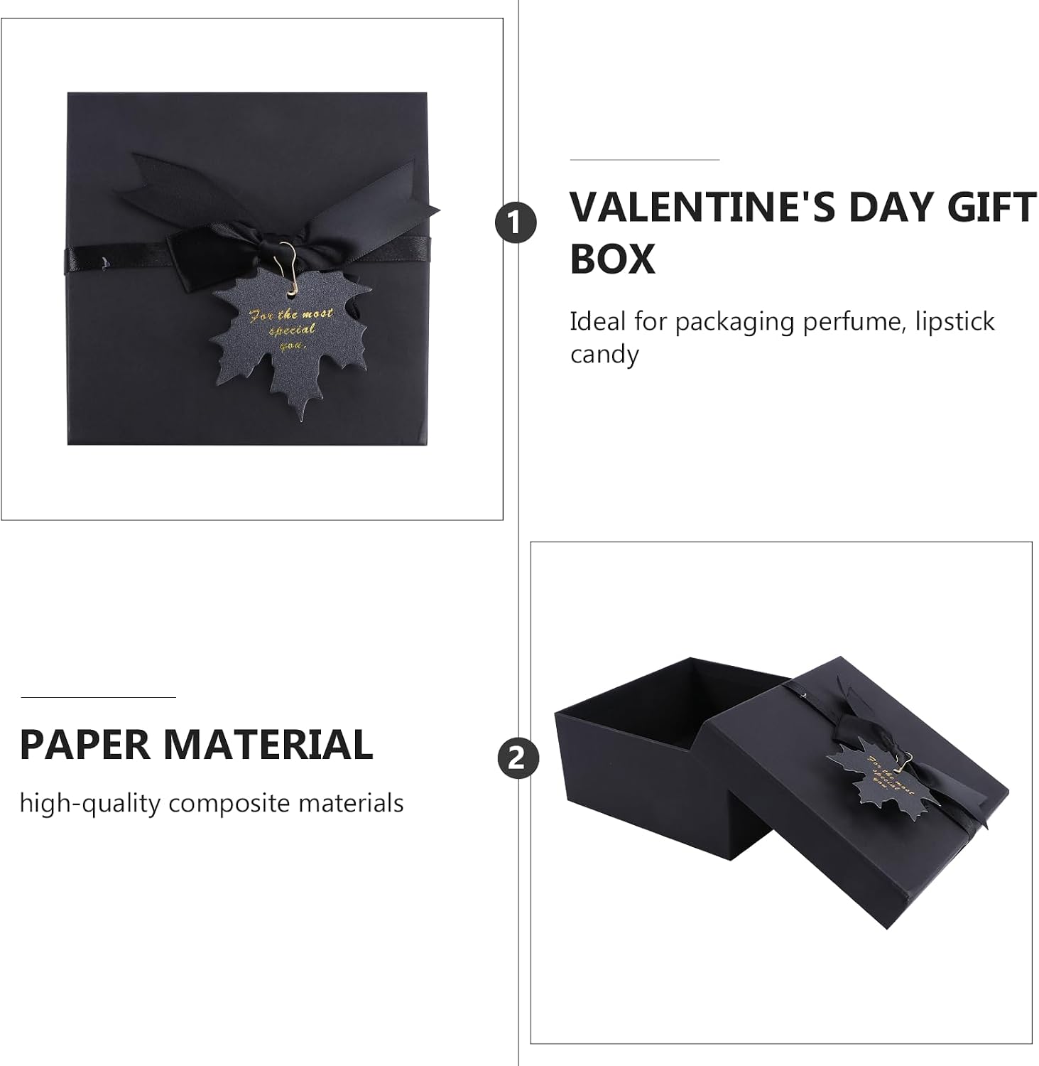 Alipis Black Paper Gift Box with Ribbon, Festive Xmas Party Holder image 3