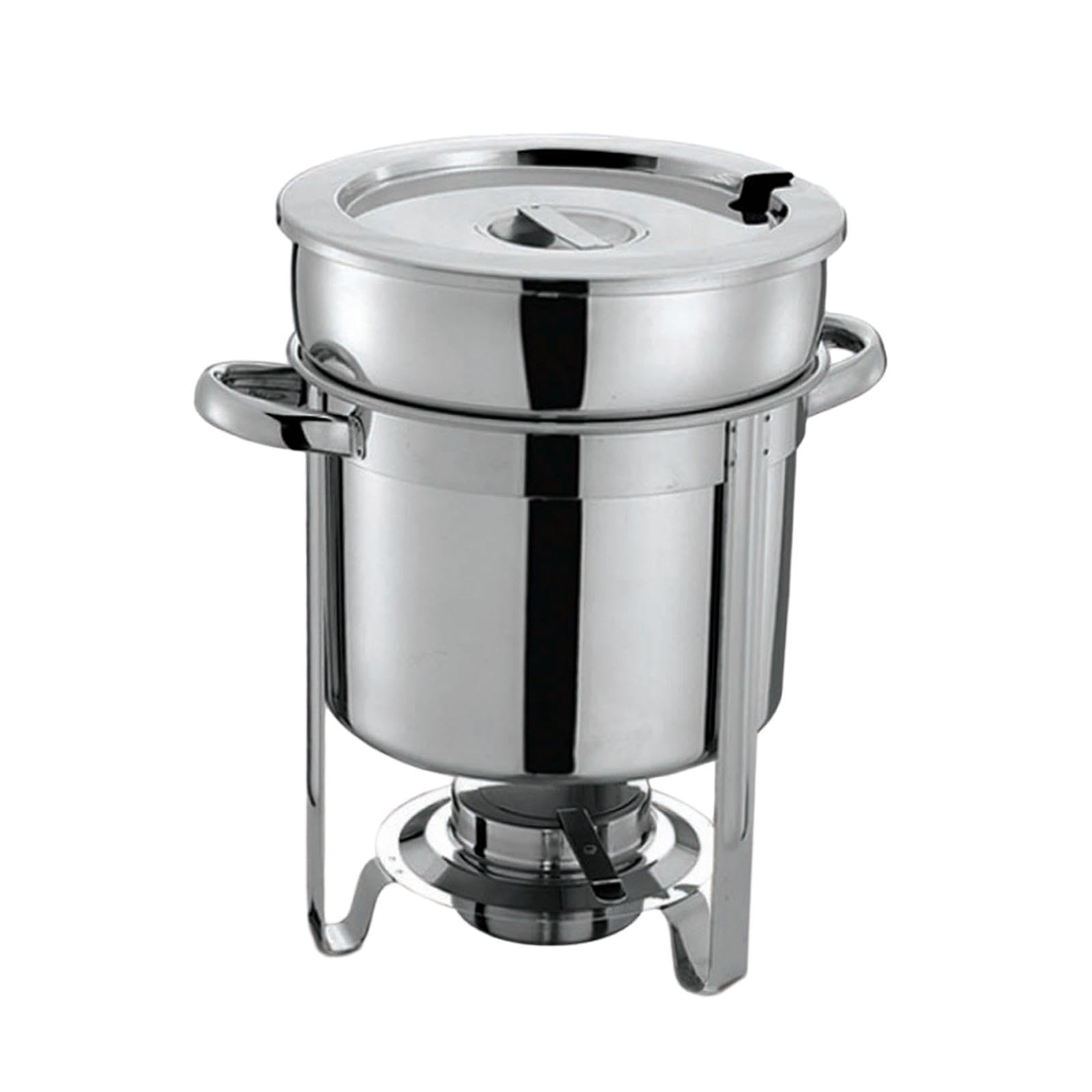 Scaldavivande in acciaio inox con coperchio e ciotole per salse, per catering e sala da pranzo