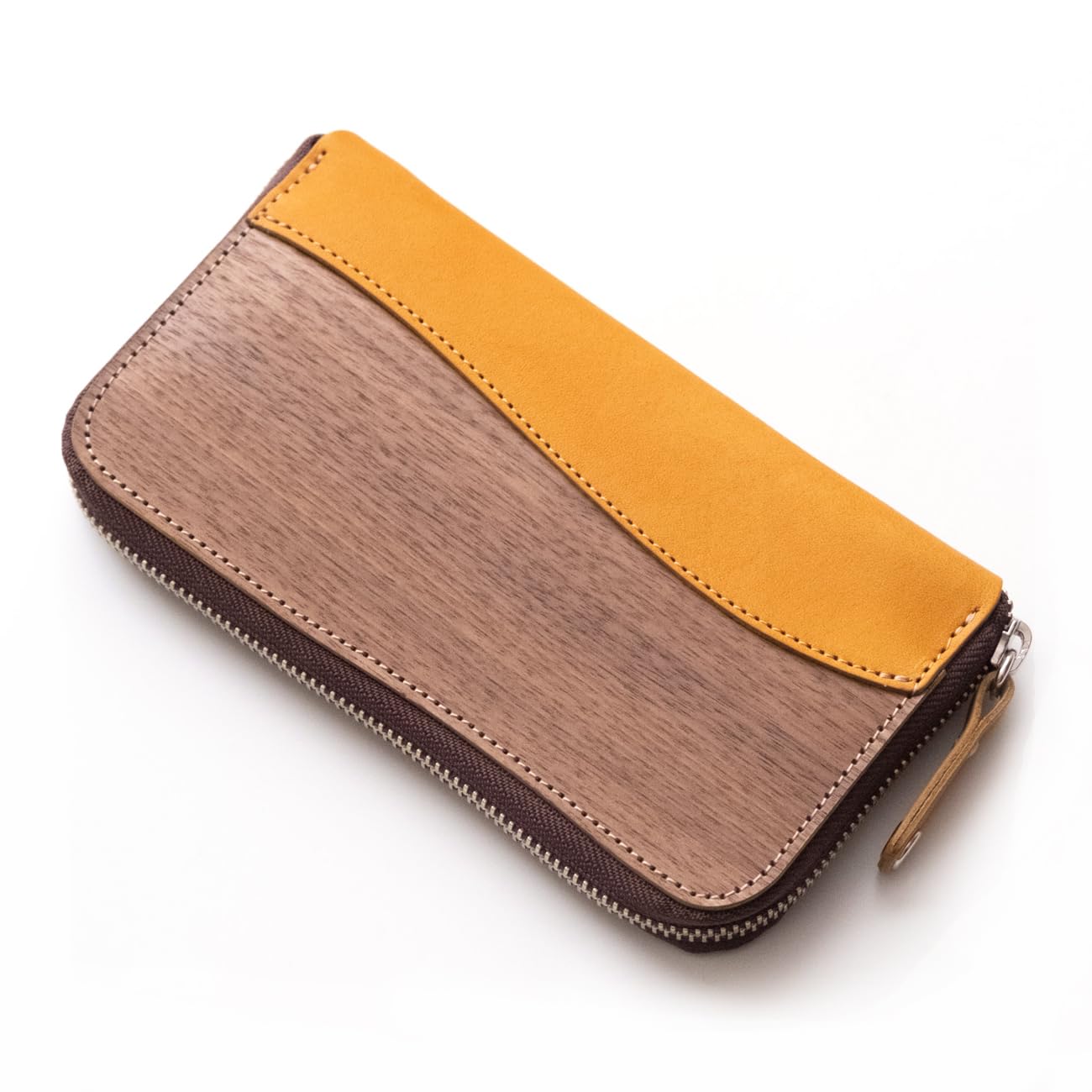 本日限定超割引！！varco real wood マスタード Amazon | [VARCO REAL WOOD] ラウンドジップウォレットNE (マスタード
