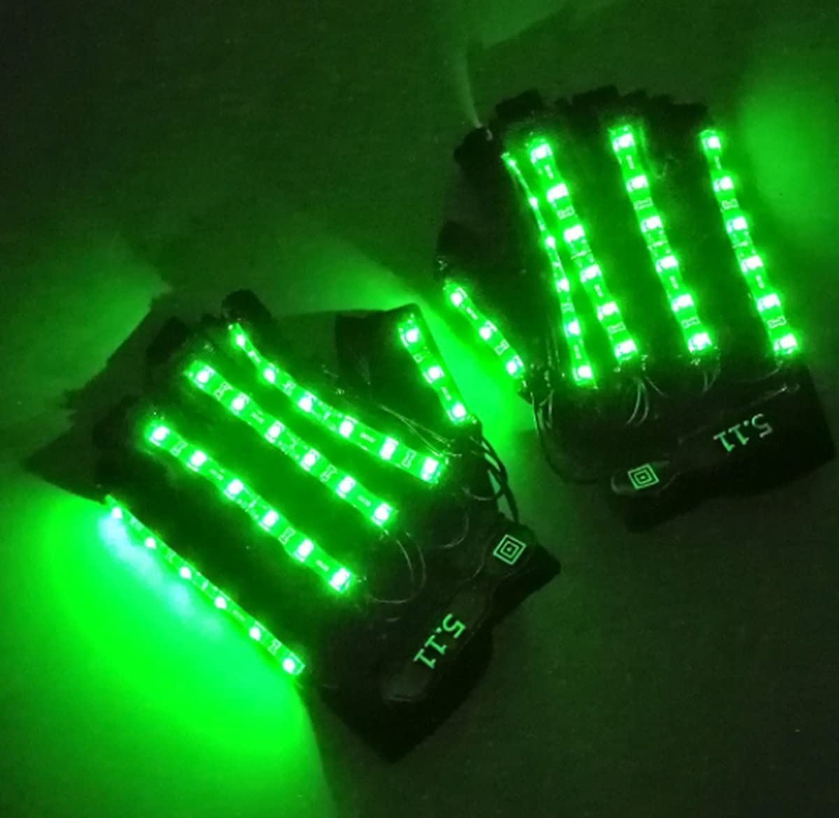 Guantes LED De Esqueleto Luminoso, Accesorios De Fiesta Y Baile Con Luces En Los Dedos (Azul)