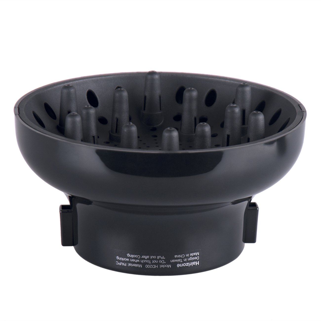 Hairizone difusor Universal para secadores de pelo con boquilla de diámetro 4,3 - 6,6 cm, para pelo rizado u ondulado, seca y gana el máximo volumen sin encrespamiento, negro
