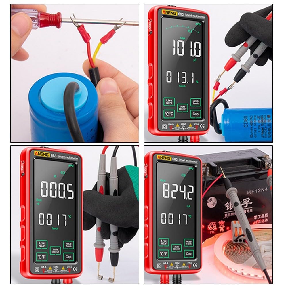ANENG 683 Multimètre professionnel 6000 points Tests de tension AC/DC Ampérémètre Écran tactile intelligent Test de diode NCV
