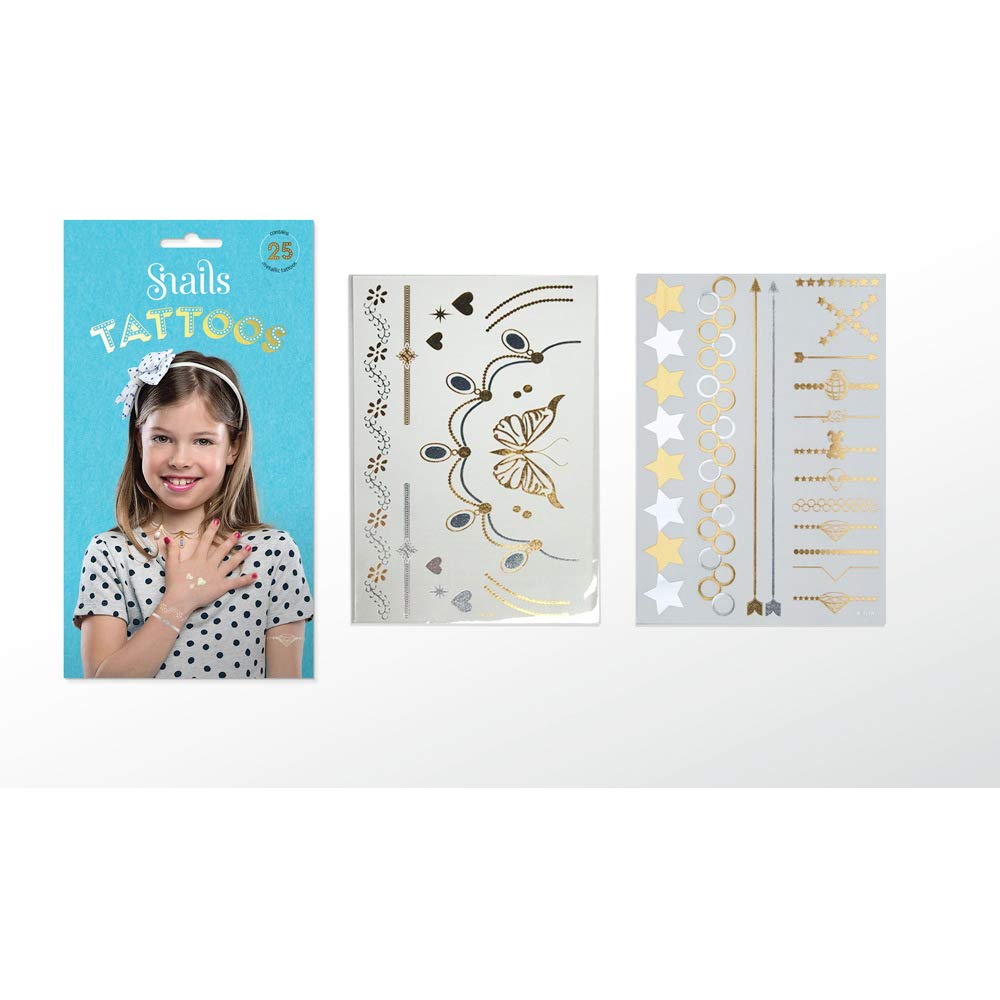 snails safe nails TATTOO METALLIC (PACK OF 2) - & Non-toxic temporary tattoos for kids