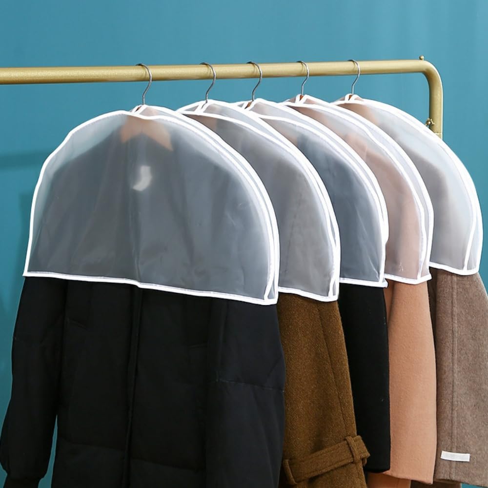 15 Pack Clear Shoulder Covers Clothes Suit Protectors Breathable Garment Dust Covers Clothes Plastic Garment Bags for Closet Storage Coats Jackets Dress Closet Storage (15)