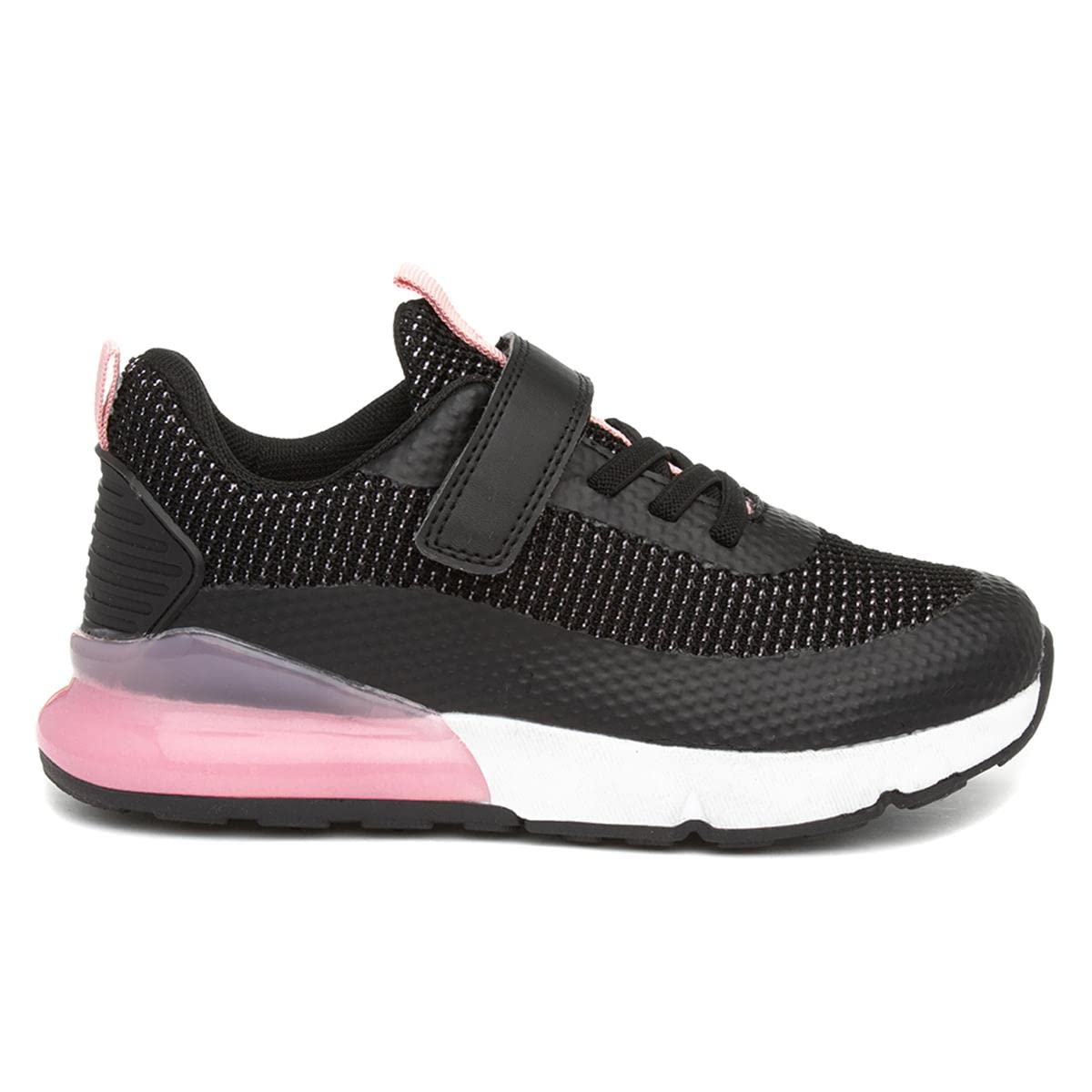 Shoe ZoneGirls Black & Pink Easy Fasten Trainers