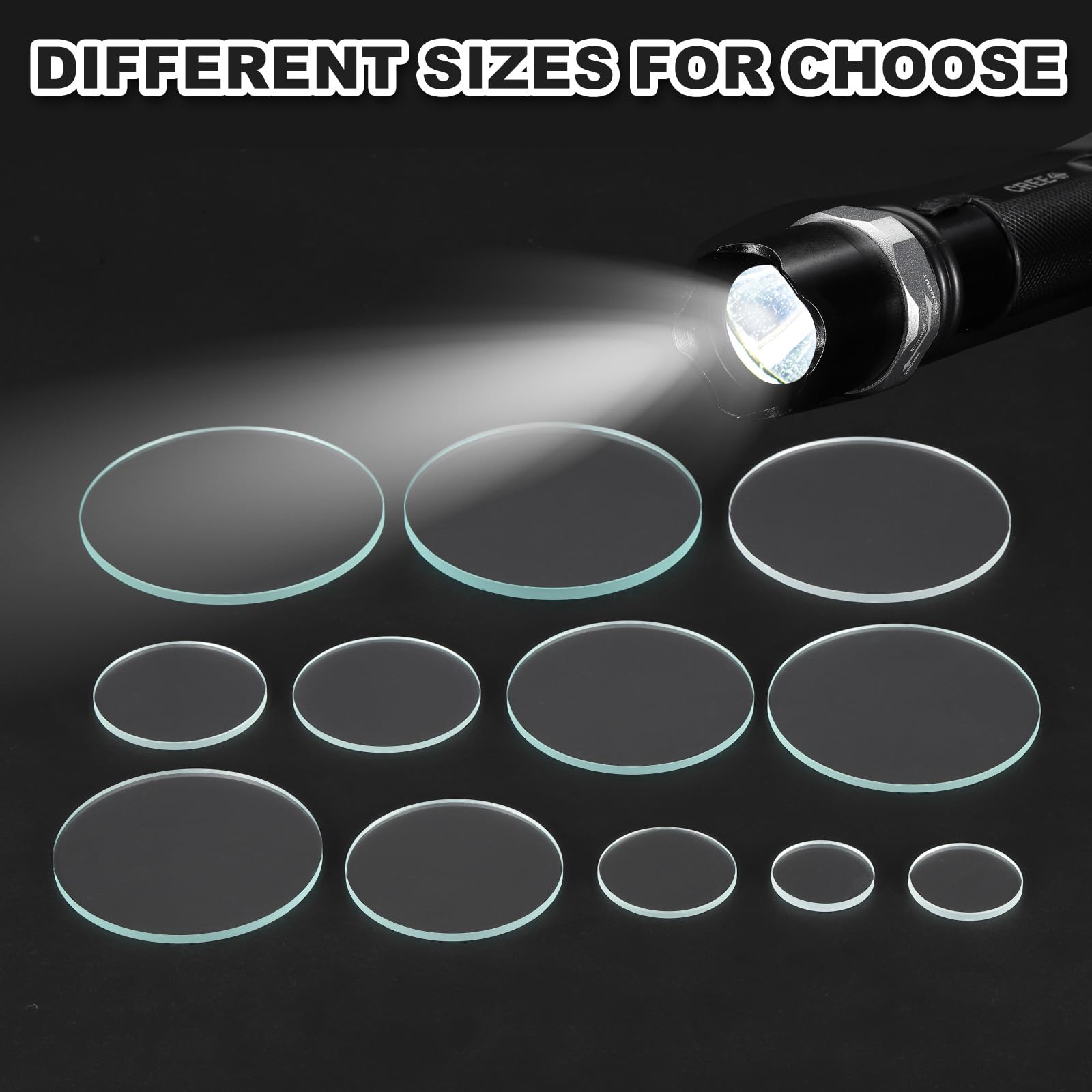 PATIKIL 2.4 Dia Lente LED, 3 Set Parti Ricambio per Torcia Elettrica con Bordo Lucidato, Lente in Vetro con Anello in Silicone per Sostituzione Sorgente Luminosa, Trasparente