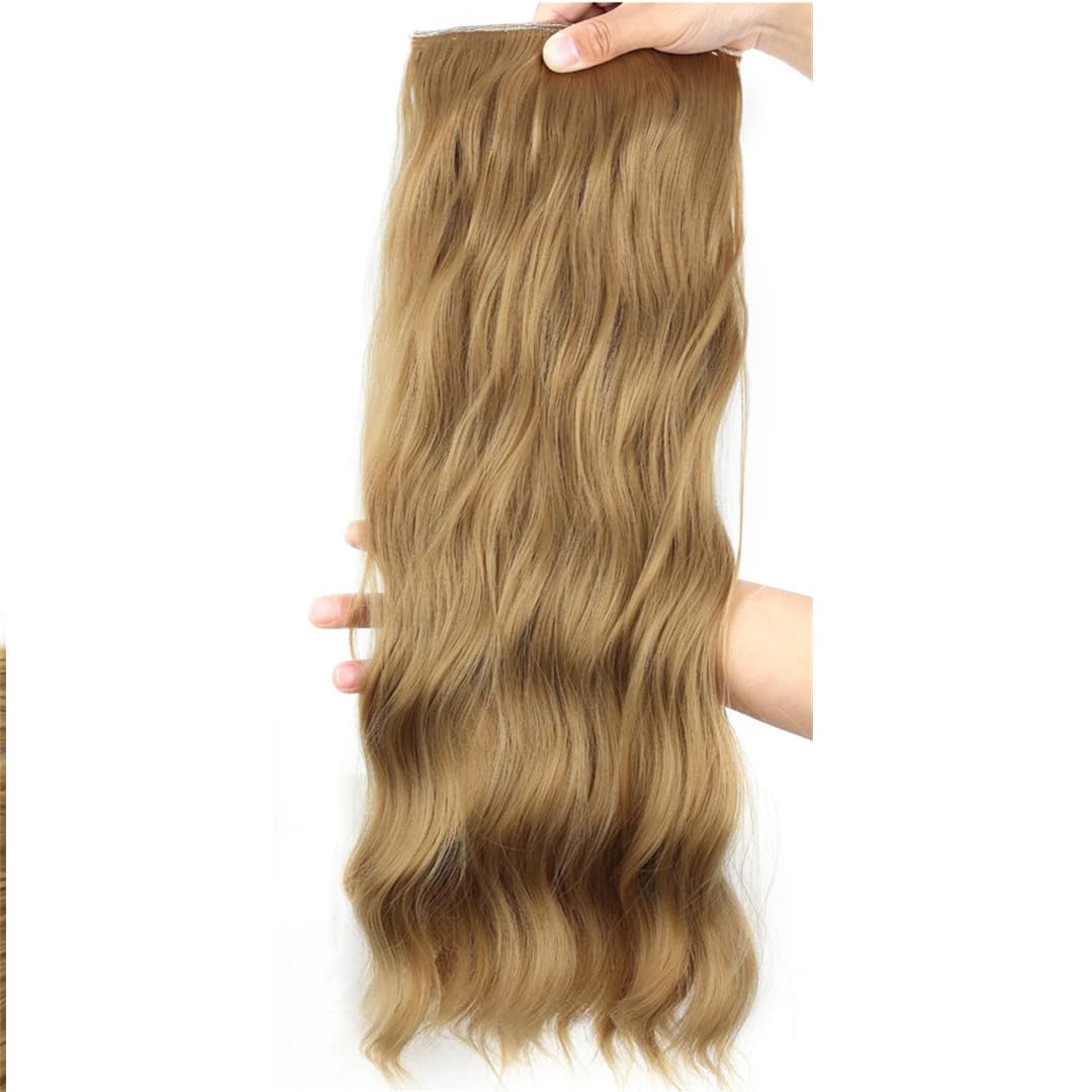 Long Wavy Synthetic Clip On Hair Extensions Clip Naturel High Temperature Fiber Black Brown Hairpiece