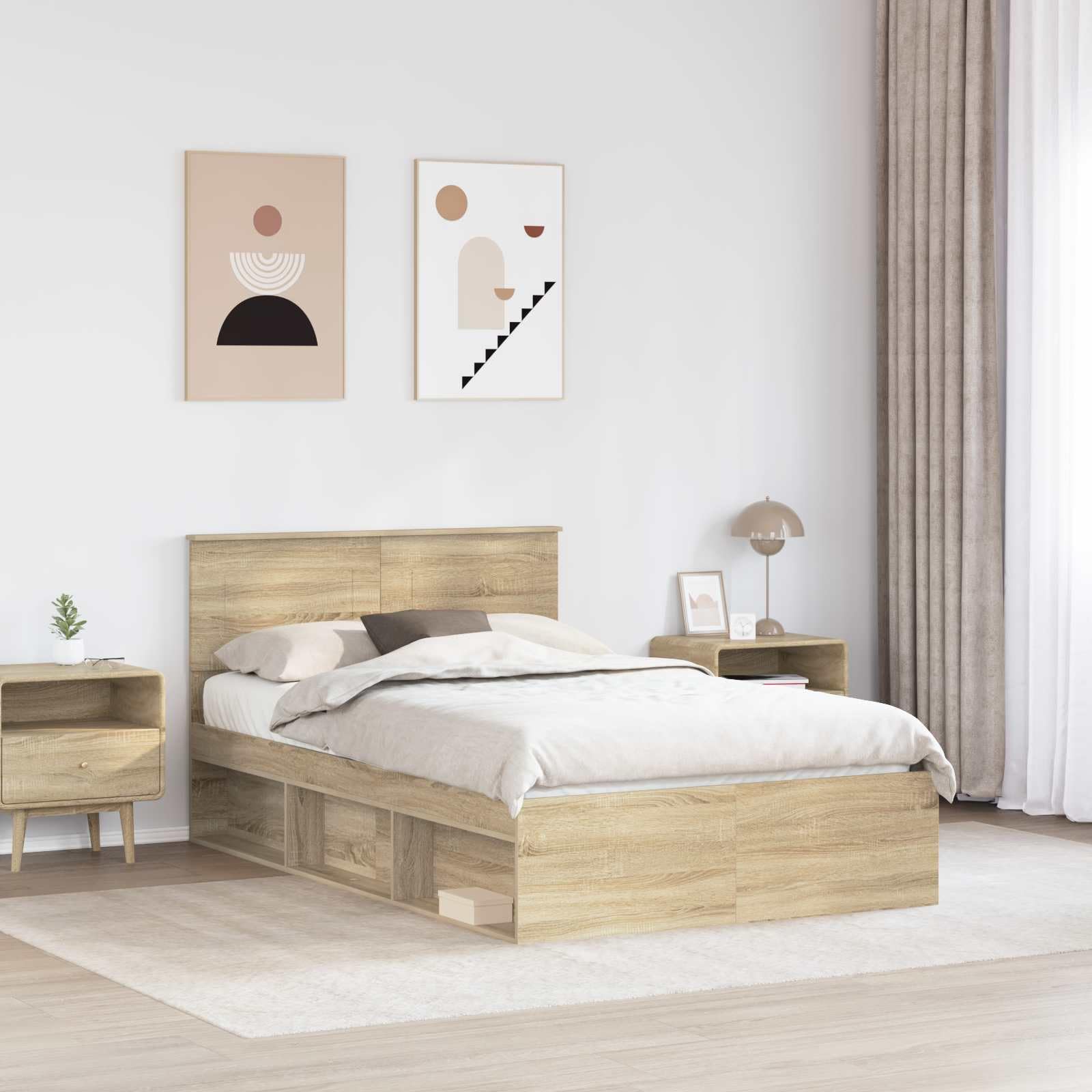 Betten Sonoma 120 x 200 cm, struttura moderna in legno con testiera e rete a doghe, durevole e salvaspazio, per camera da letto, camera degli ospiti