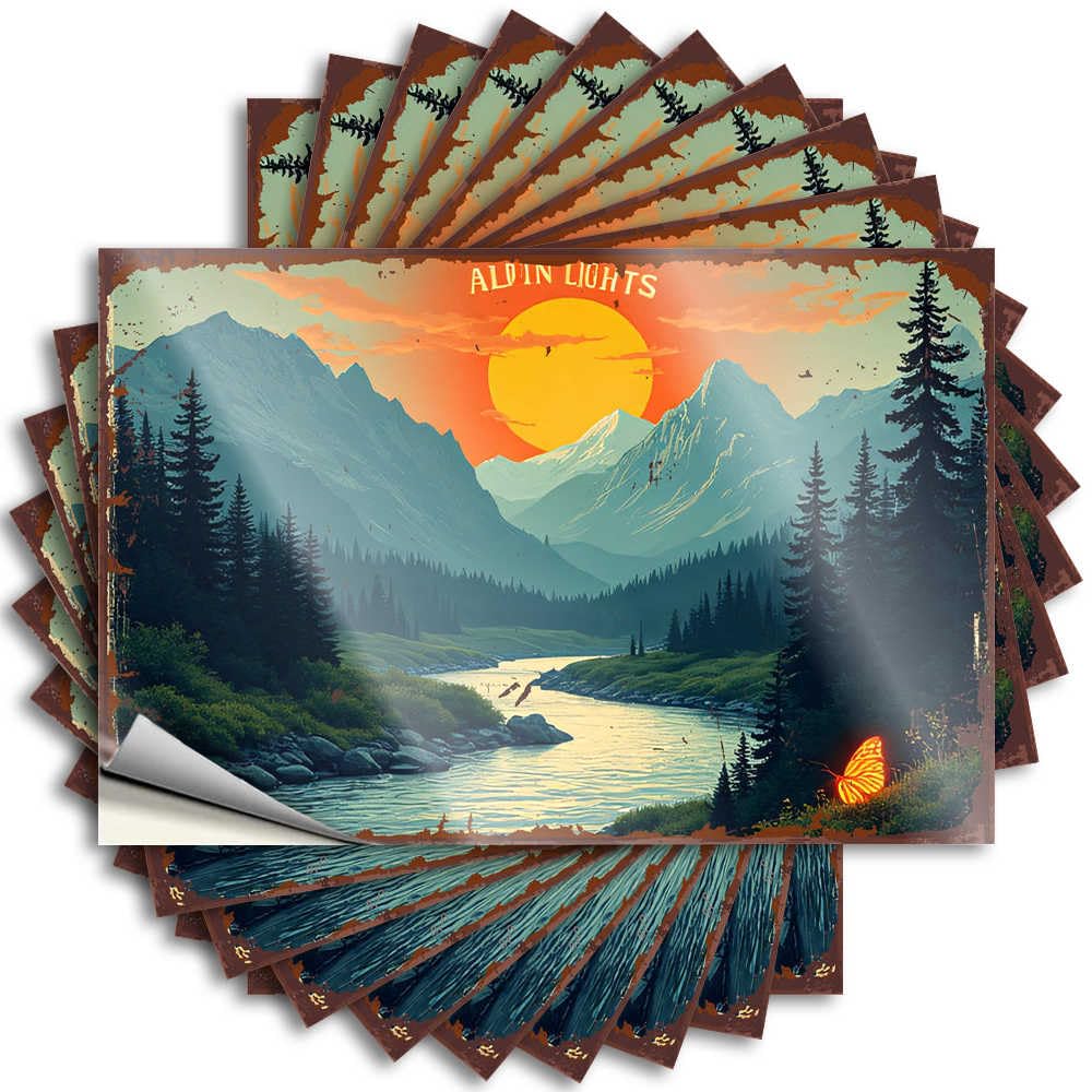 Saying Small Room Decor Waterproof Vinyl Sticker | Alpine Serenity: A Sunset Over The Mountains Cute Bumper for Science DIY Projects(6X9CM)