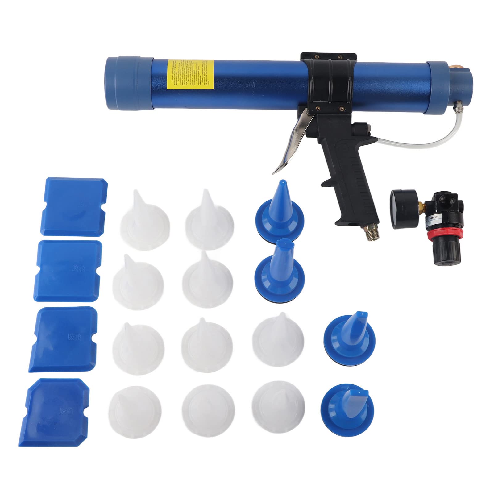 Pneumatyczny Pistolet do Klejenia Szkła, Pistolet do Uszczelniania Aluminium 500 Ml 6 Barów z Szybkim Wylotem, Równomiernym Wyjściem, ergonomiczną konstrukcją Uszczelniania Okien