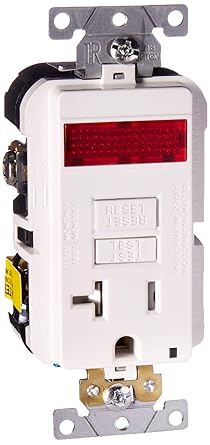 Leviton GFPL2-PLW 20A-125V Extra-Heavy Duty Industrial Grade Pilot Light Tamper-Resistant Self-Test GFCI Receptacle, White, 20-Amp