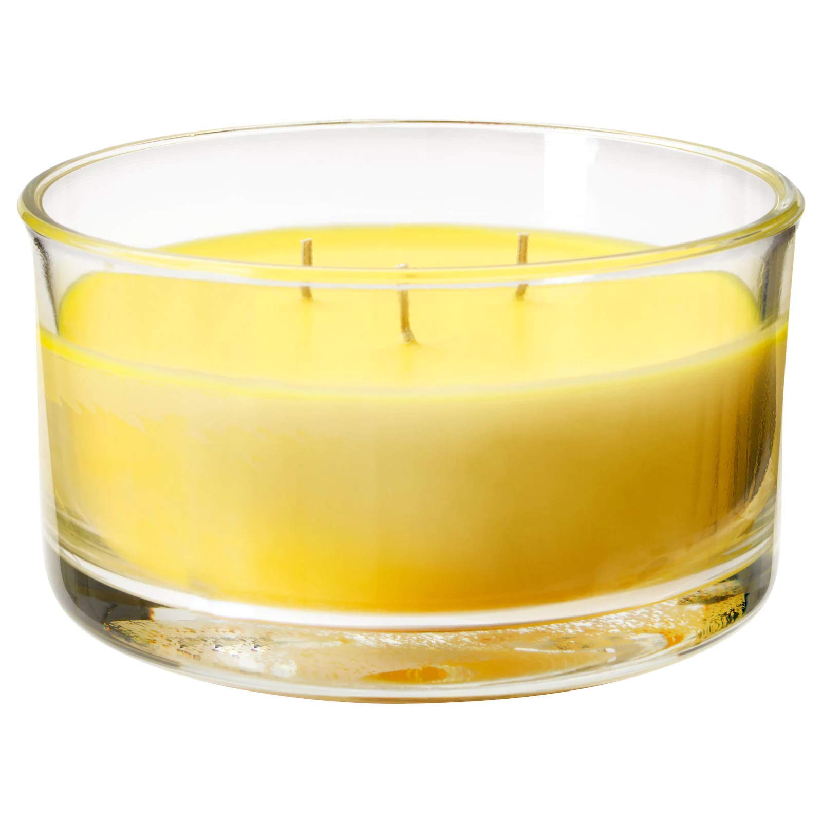 FOLKRIK Scented Candle in Glass, 3 Wicks, Lemonade/Yellow