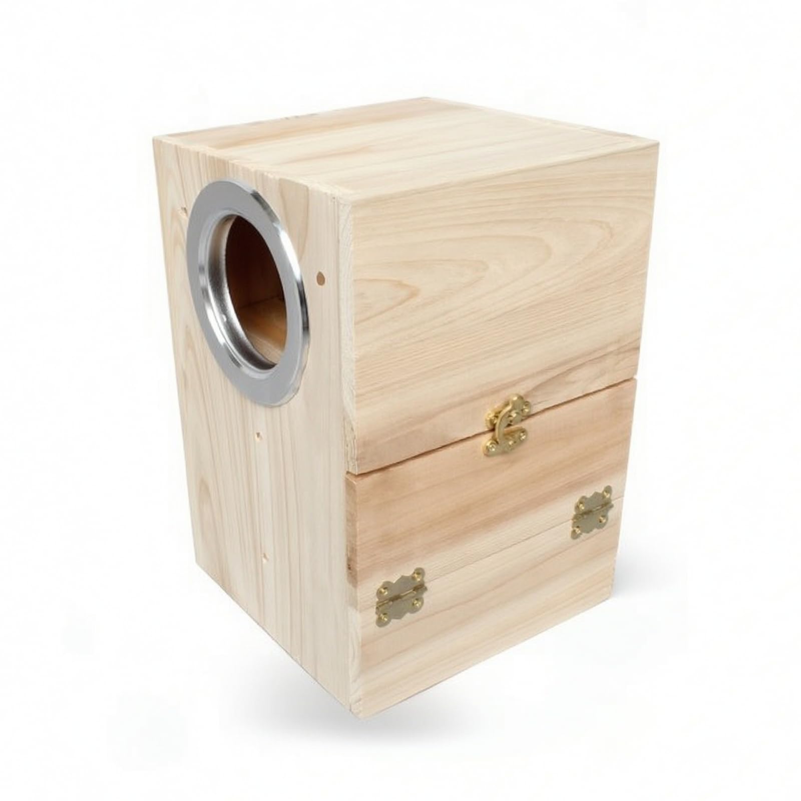 Caja Nido para Aves Percha y Techo Abrible para Periquitos Australianos y Agapornis Acuada para Jaulas y Pajareras, Size to 3, Vertical, Apertura Derecha, 25x25x35cm Boca 8.2cm