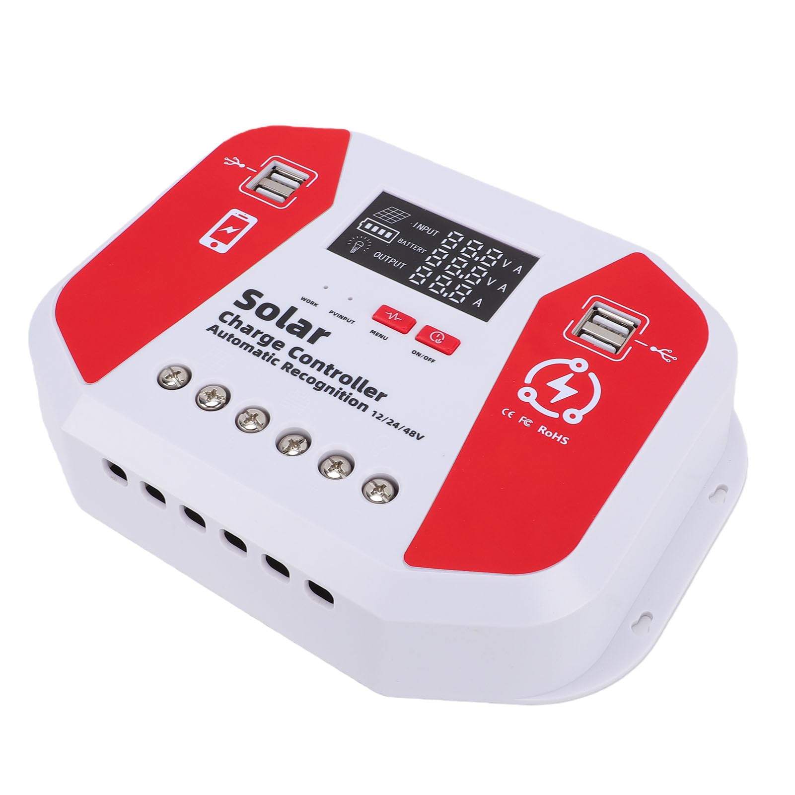 Tosuny Controlador de panel solar MPPT 100A | Pantalla LCD 4 USB Controlador de carga solar de múltiples voltajes