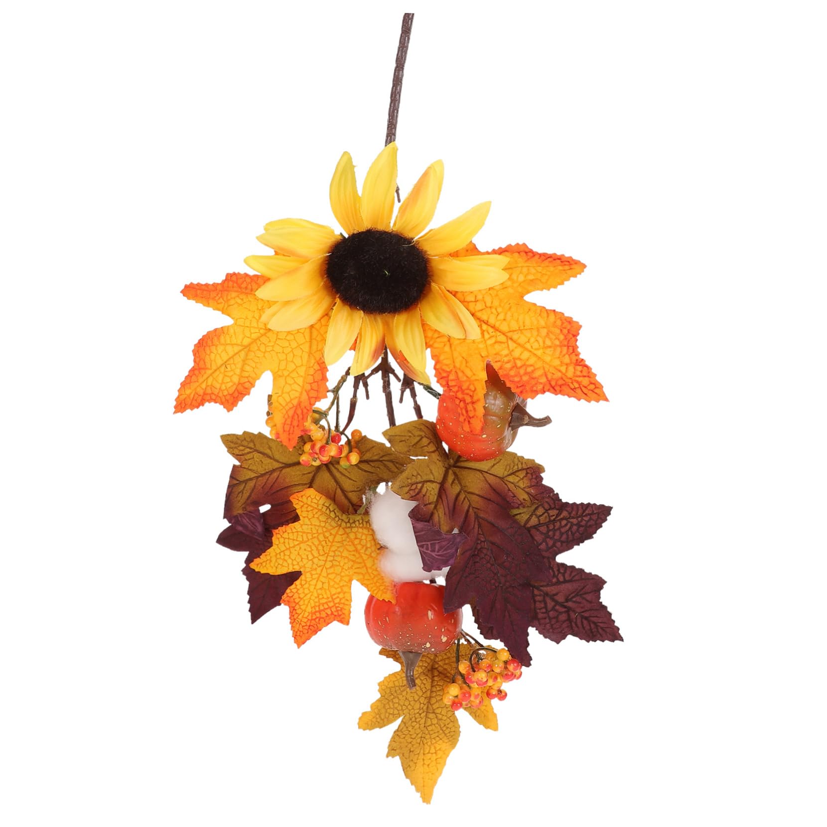 NOLITOY Thanksgiving Autumn Swag Pendant Realistic Fall Maple Leaf and Pumpkin Decoration for Door and Wall for Harvest Decor