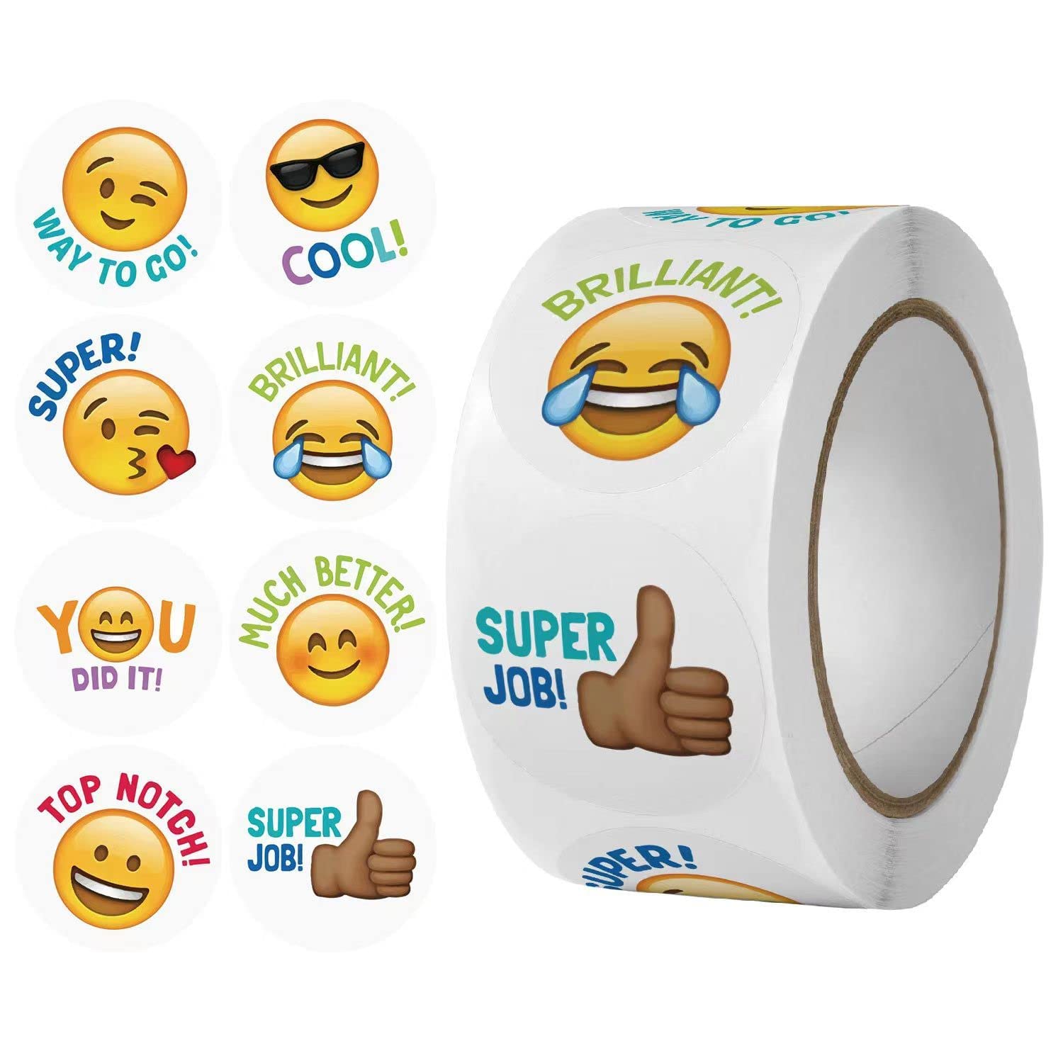 PREMIFY Emoji Reward Stickers, 500pcs 1inch Stickers for Kids in 8 Emotions/Emotional Designs