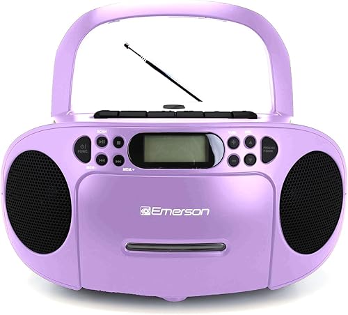 Miniatura 9 de Emerson Boombox reproductor de CD portátil con reproductor de cassette, grabadora de cinta, radio AM/FM, AUX, conector para auriculares, altavoces
