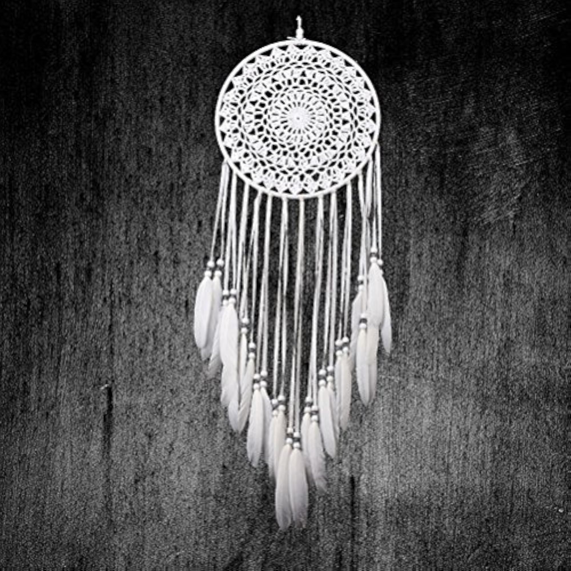 Handmade White Dream Catcher with Feathers for Home Decor