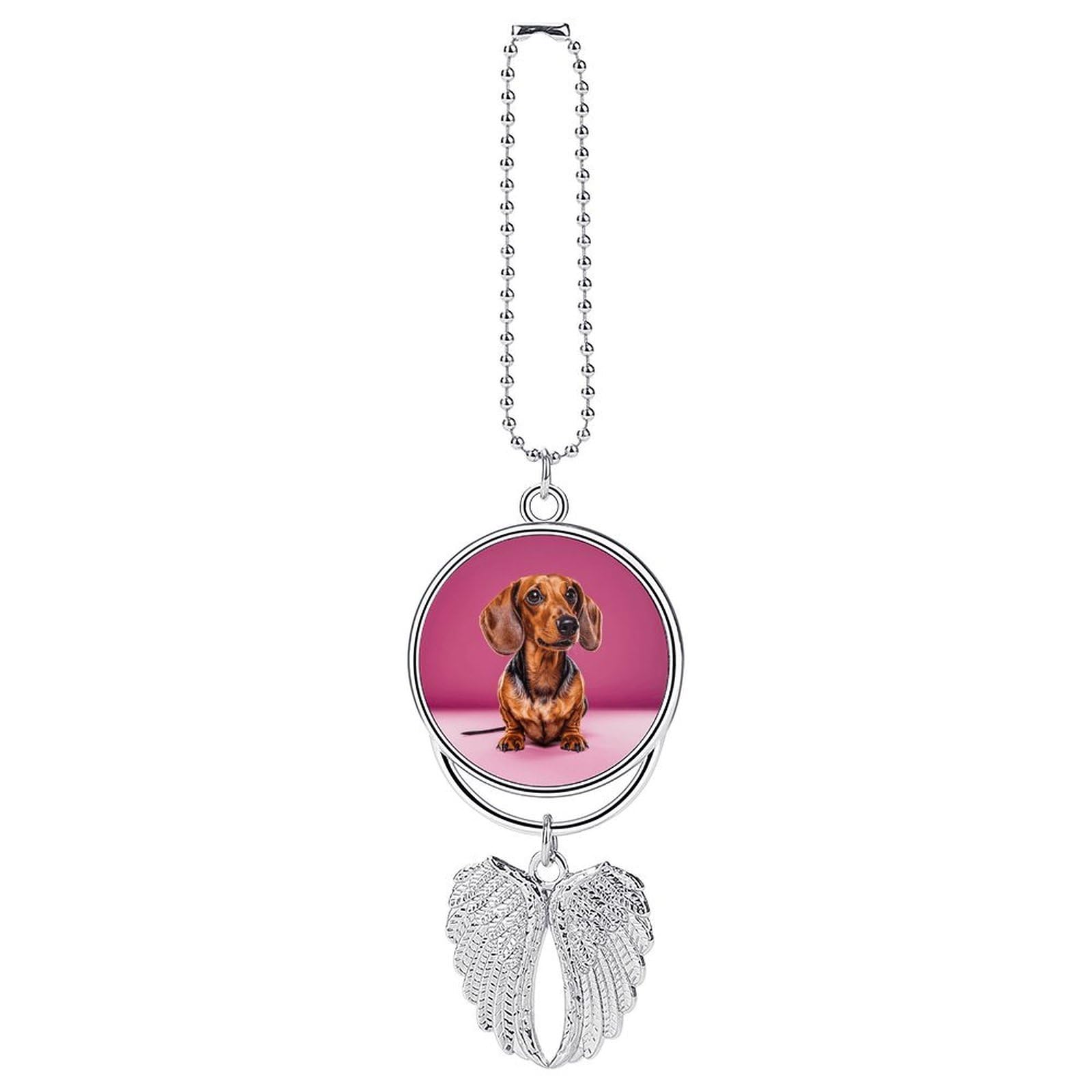 Dachshund Weiner Dog Car Charm Rear View Mirror Pendant Decor Silver-dachshund Weiner Dog