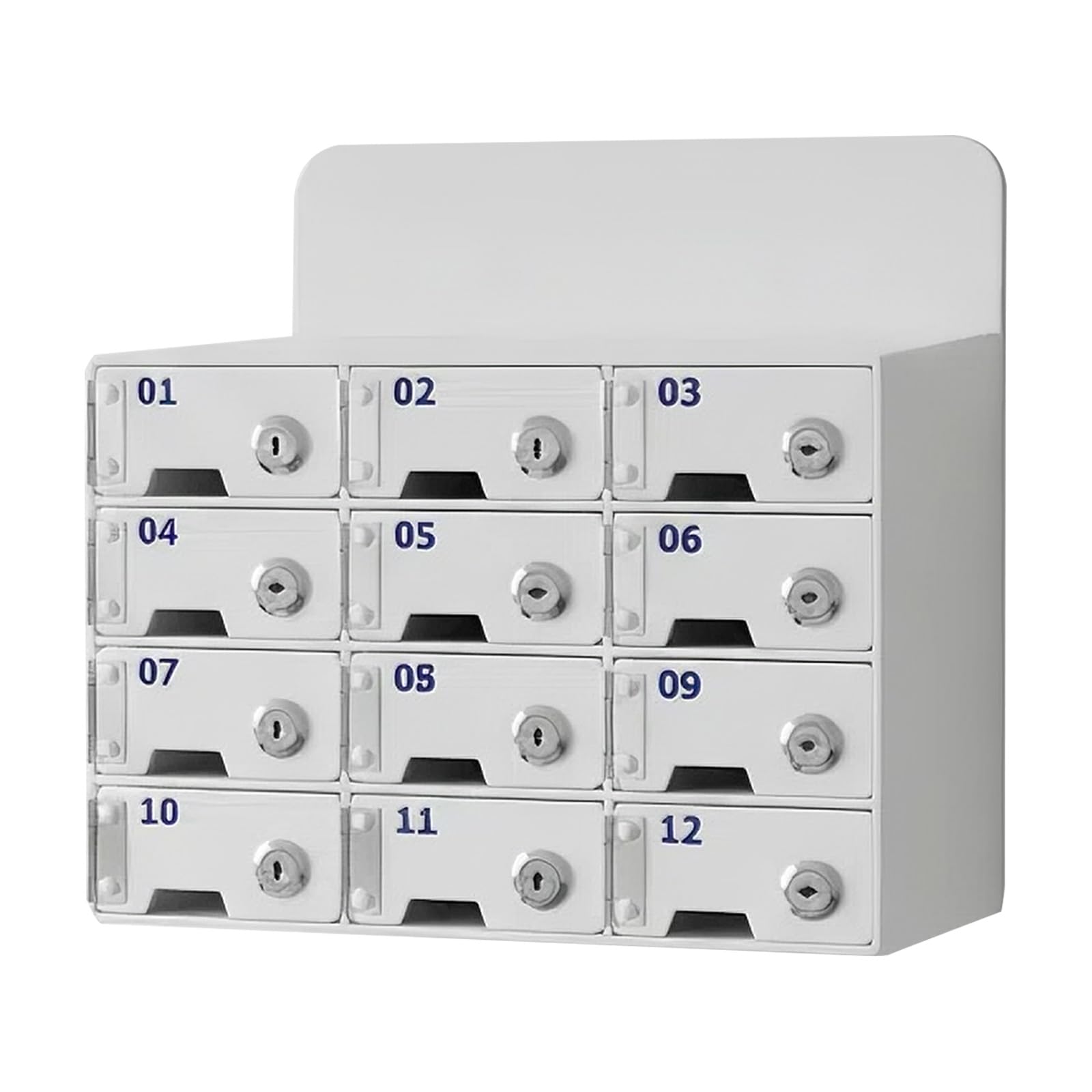Kensbro Mobile Phone Storage Cabinet 12 Slots, Wall Mounted Mobile Phone Storage Box, Key and Charging Port, Mobile Phone Locker Box Acry for Offices, Schools and Factories