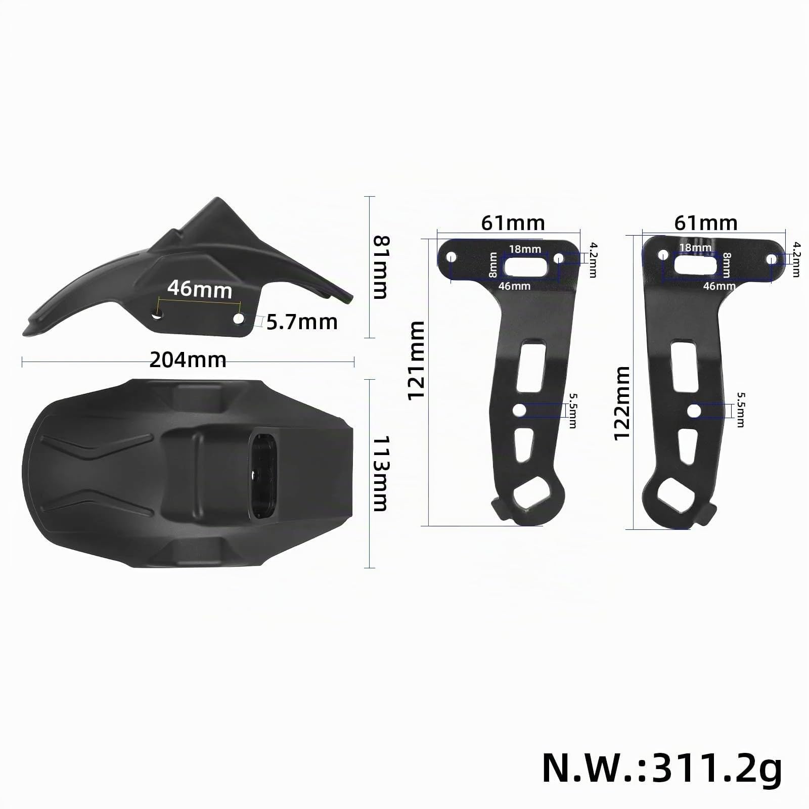 Kit LED Feu Arrière+Support+Garde Boue Arrière pour Kukirin G2 Master Garde Boue pour Scooters Electriques Pièces de Rechange Accessoires