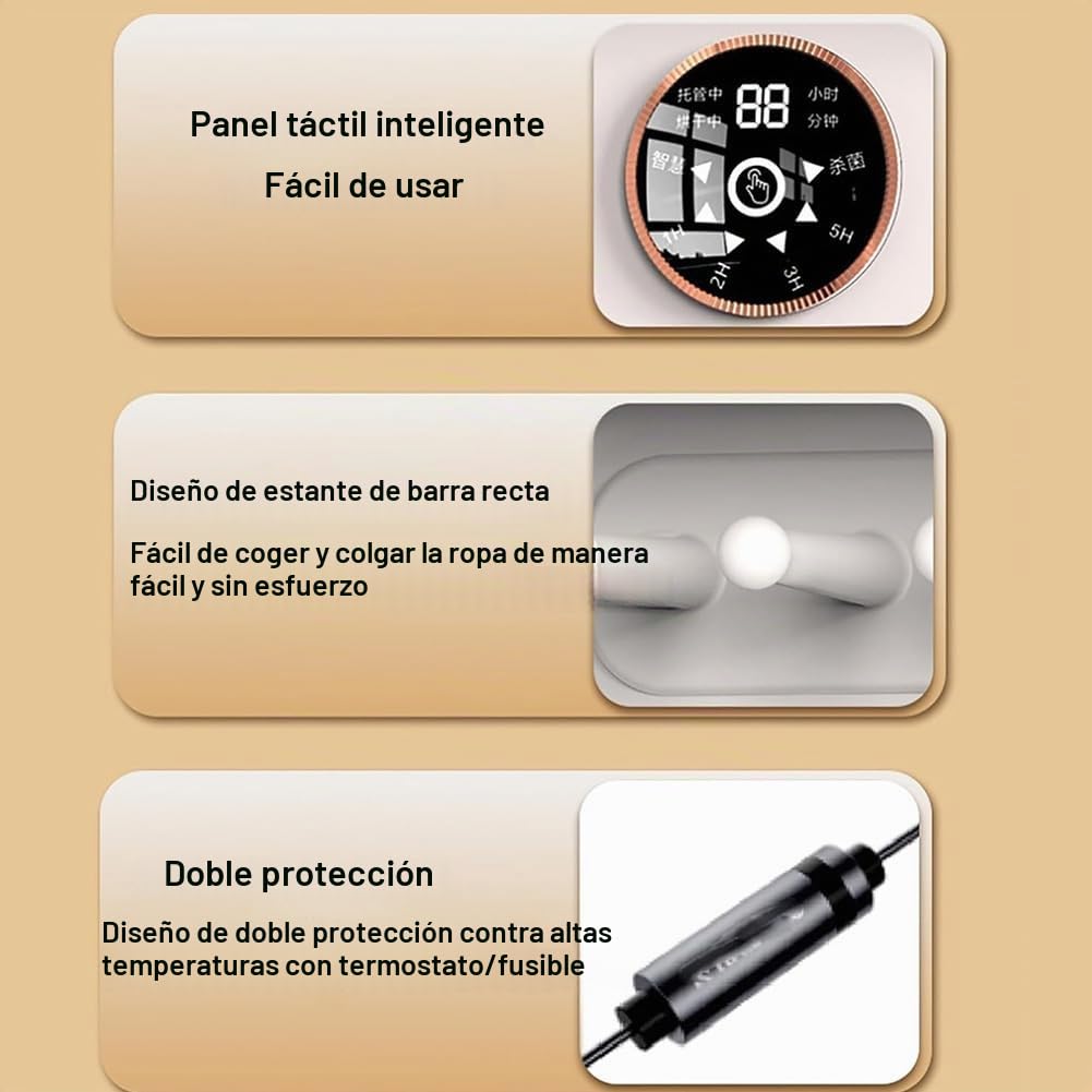 Mini Secadora Automática De Pared, Secadora Pequeña, Secado De Aire Caliente De 70°, Circulación De Aire Caliente Tridimensional De 360°, para Apartamento, Viajes, Dormitorio, Caravana, Ropa