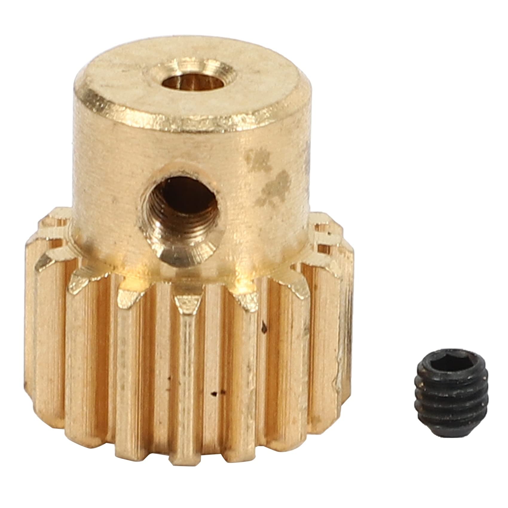 ELLANA Transmission Angle 2Pcs Metal Spur Gear Motor Gear 16 Teeth Spur Gear 3.175mm Shaft Motor Spur Pinion Gear for 1/16 Electric Car Spare Parts Driver Shaft