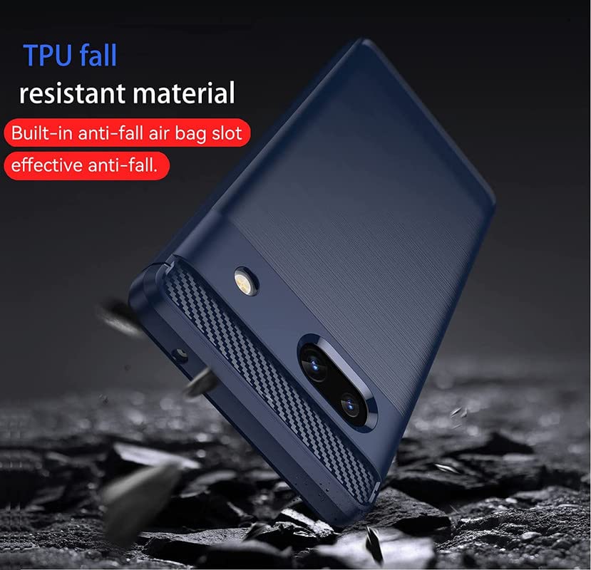 Image of NPRC Hybrid Ultra Slim Protective Case TPU Non-Slip Carbon Fiber Texture Shockproof Case Cover for Google Pixel 7A - Blue