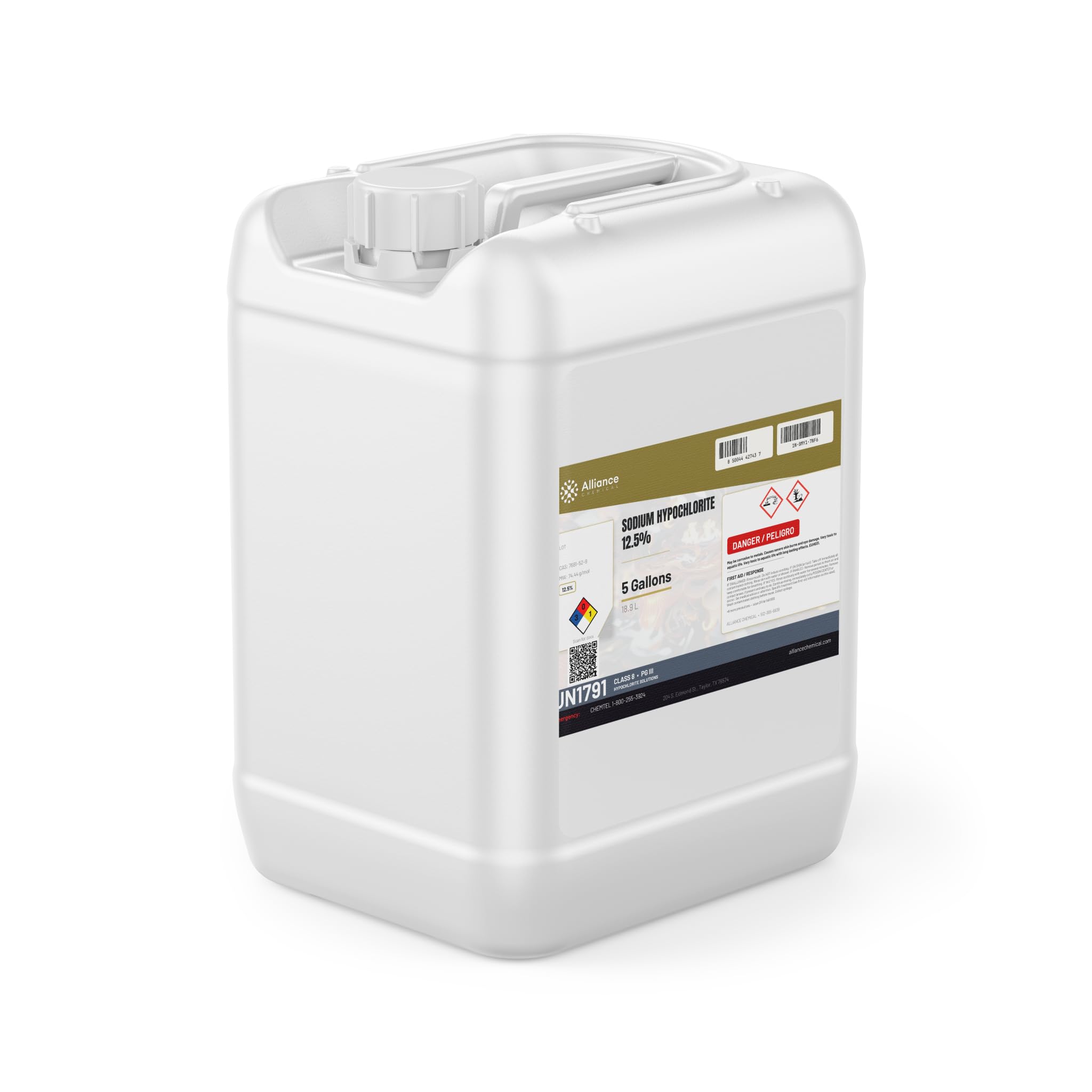 Alliance Chemical Sodium Hypochlorite Solution 12.5% - 5 Gallon Pail - High Purity Sodium Hypo Chloride for Pool Cleaning &amp; Water Treatment