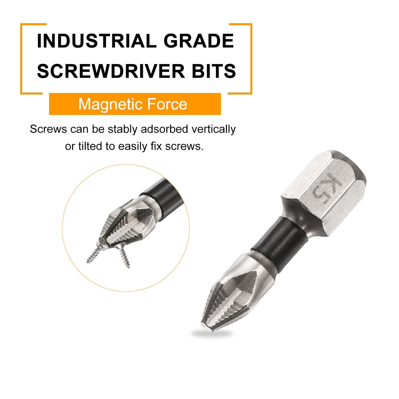 HARFINGTON 2pcs Phillips Screwdriver Bit PH2 Serrated Tip 1